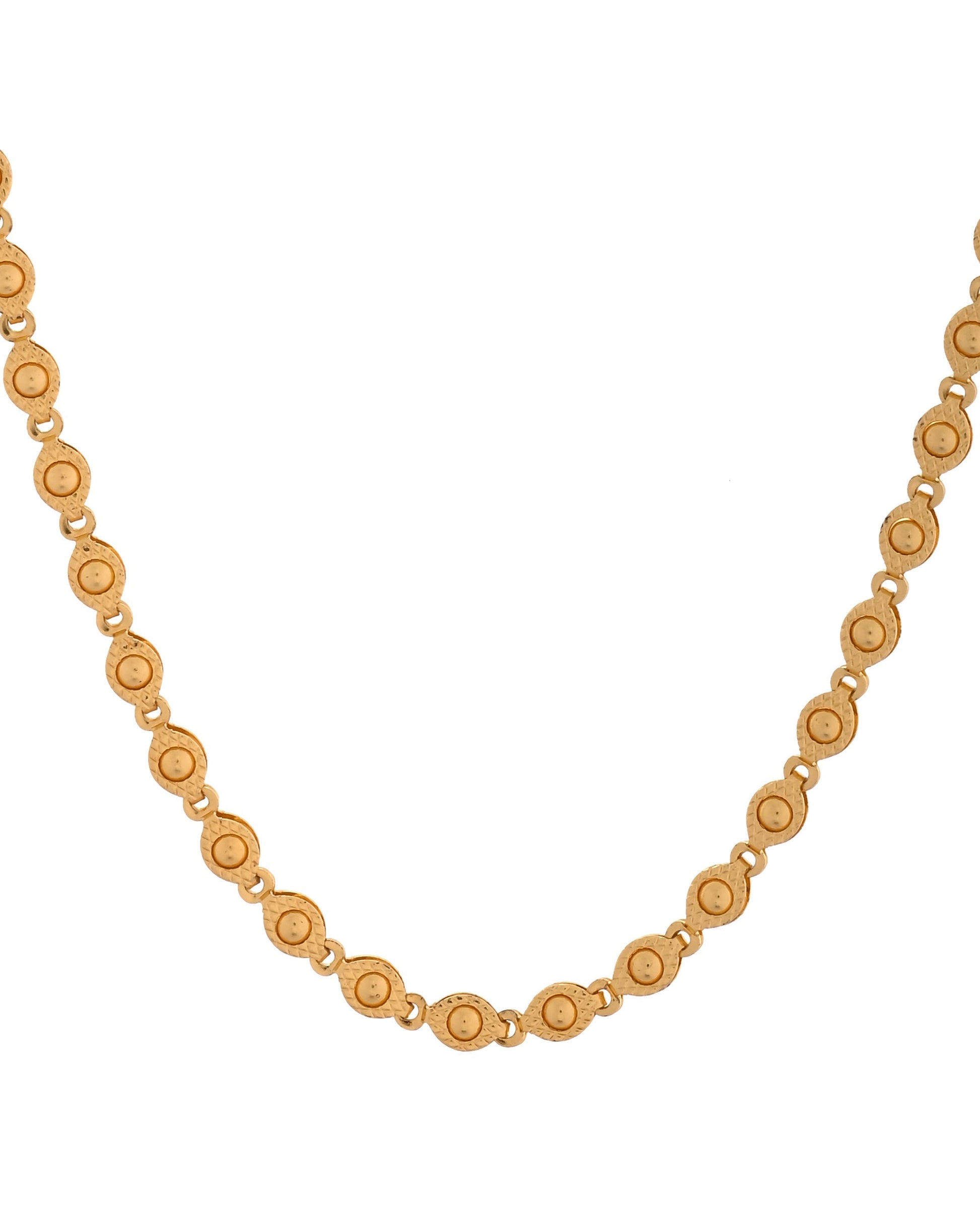 VOJ Gold Polished Oval Shaped Designer Chain For Women 
