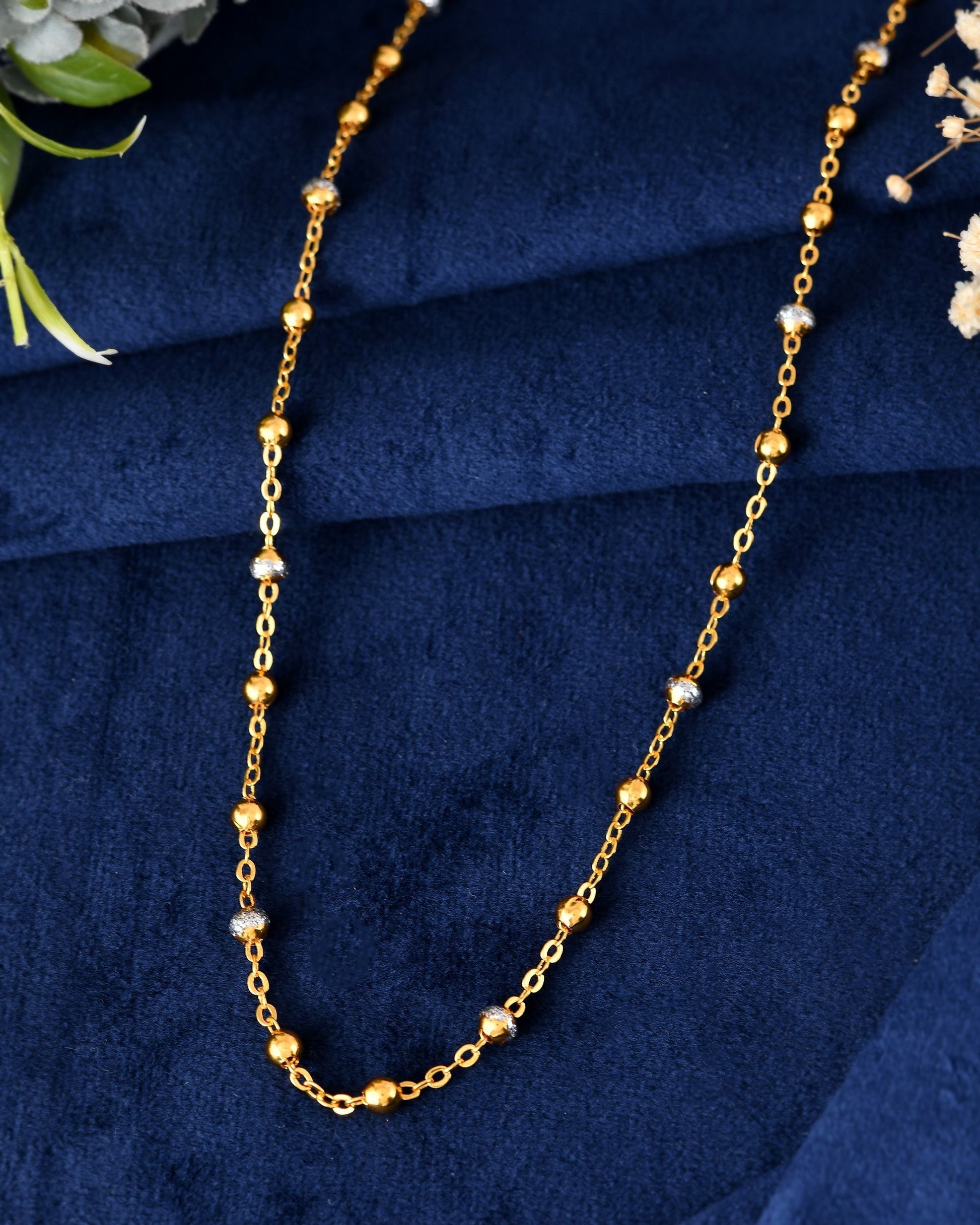 VOJ Stainless Steel Dual Toned Ball Chain For Women 