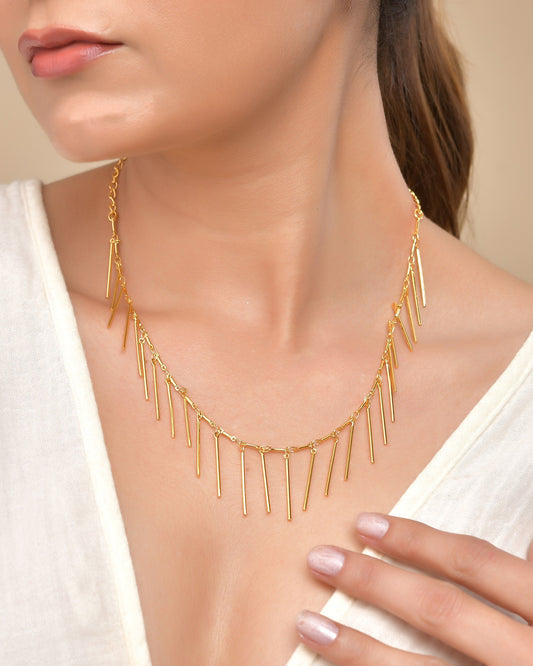 VOJ Women Gold Polished Statement Necklace 