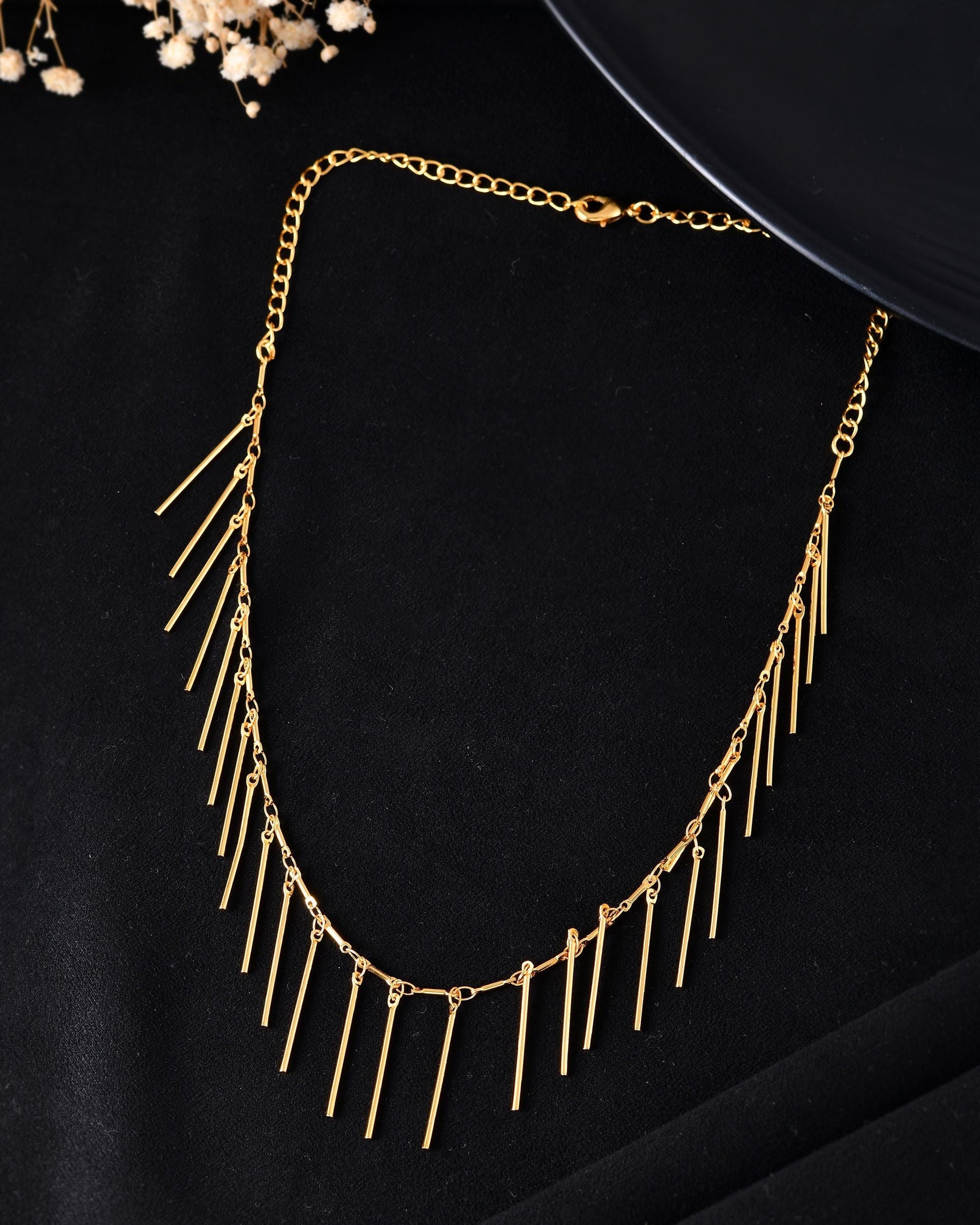 VOJ Women Gold Polished Statement Necklace 