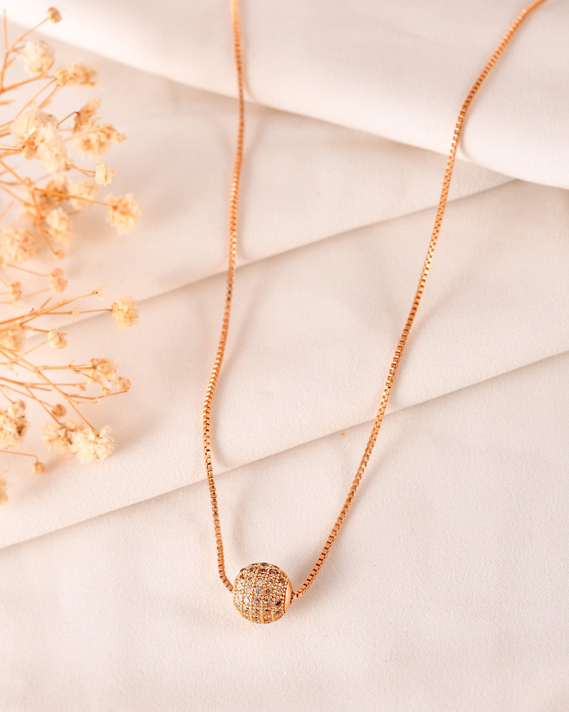 VOJ Gold Polished Women Stone Studded Designer Chain 