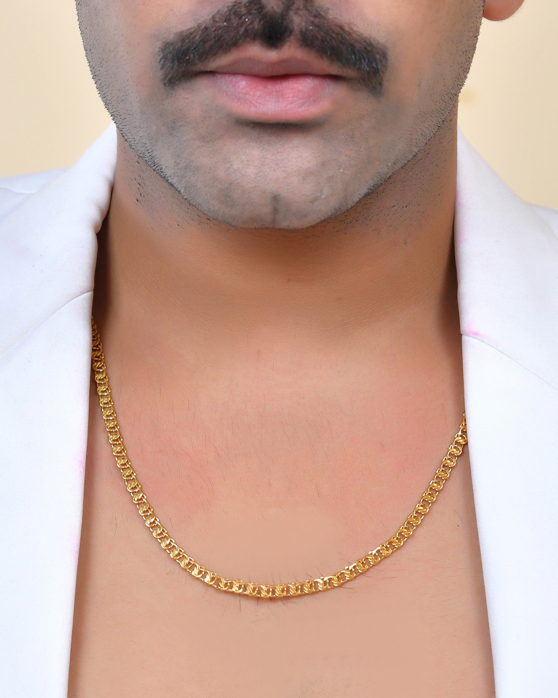 VOJ Stainless Steel Designer Gold Polished Chain For Men 