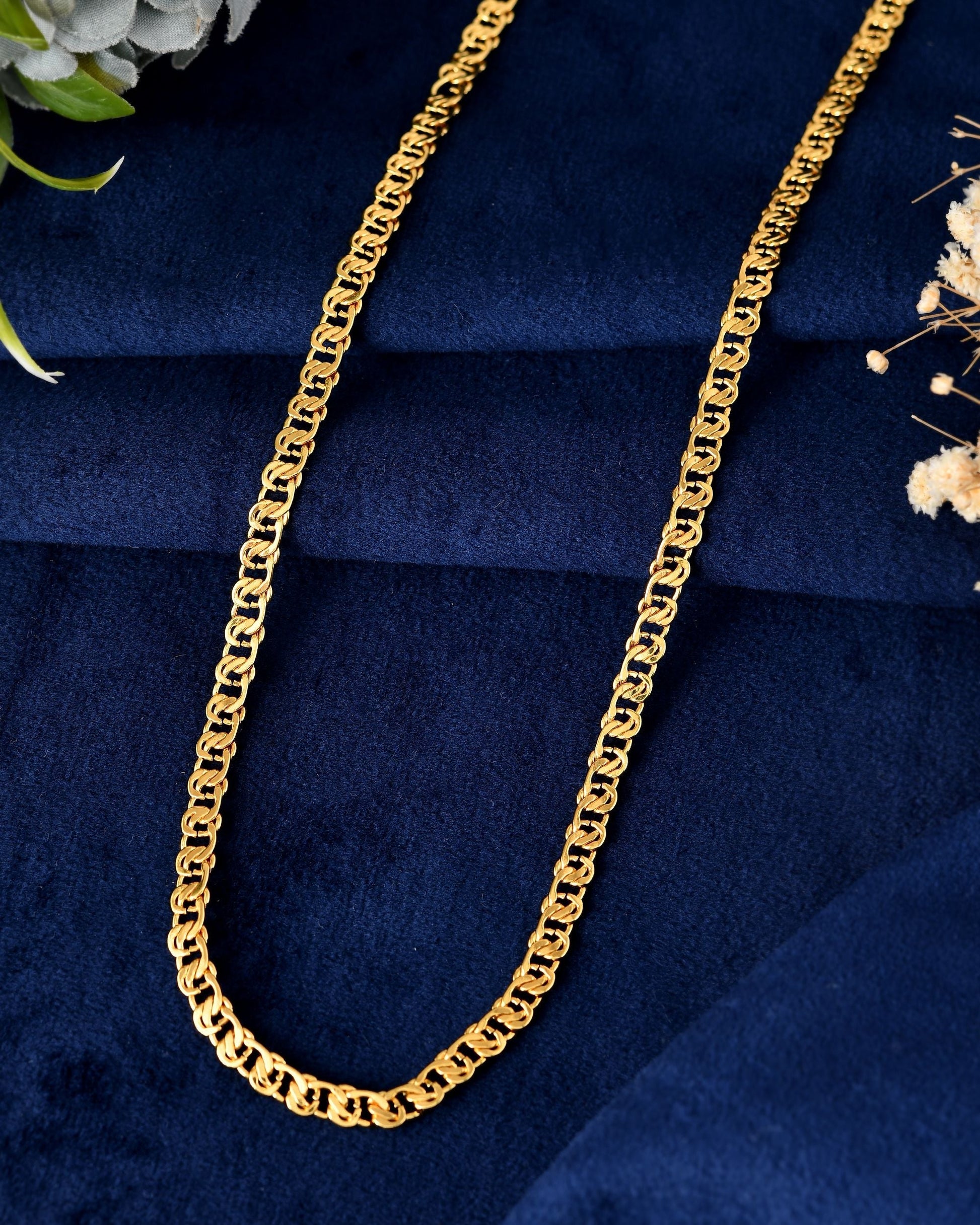 VOJ Stainless Steel Designer Gold Polished Chain For Men 