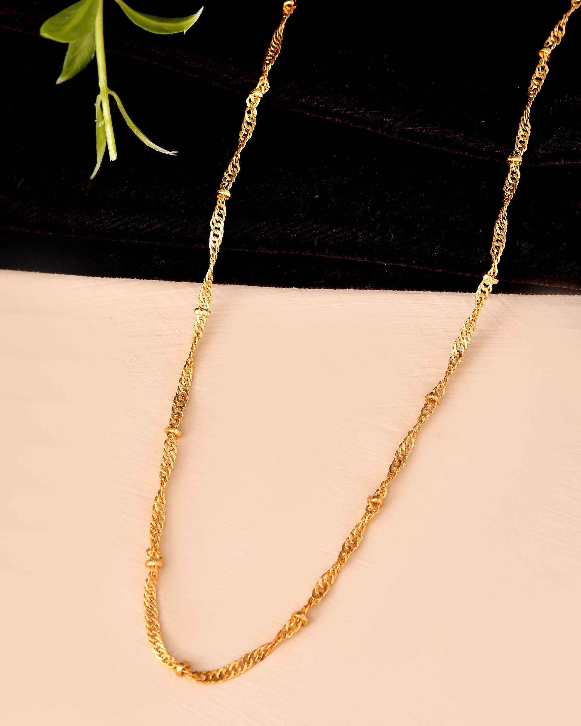 VOJ Women Stainless Steel Twisted Gold Polished Chain 