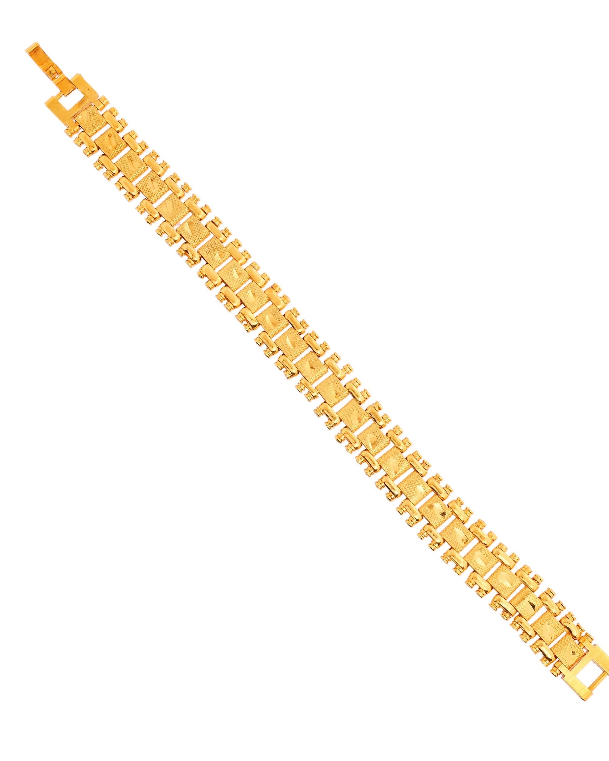VOJ Gold Polished Handcrafted Stainless Steel Linked Bracelet For Men 