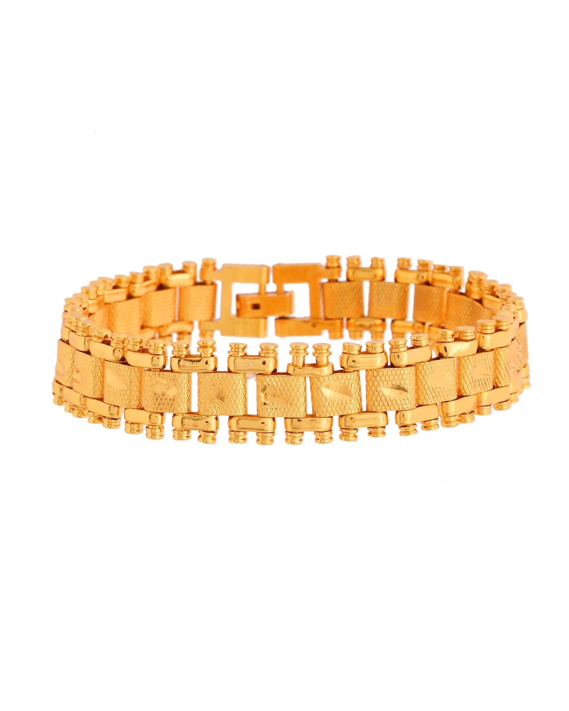 VOJ Gold Polished Handcrafted Stainless Steel Linked Bracelet For Men 