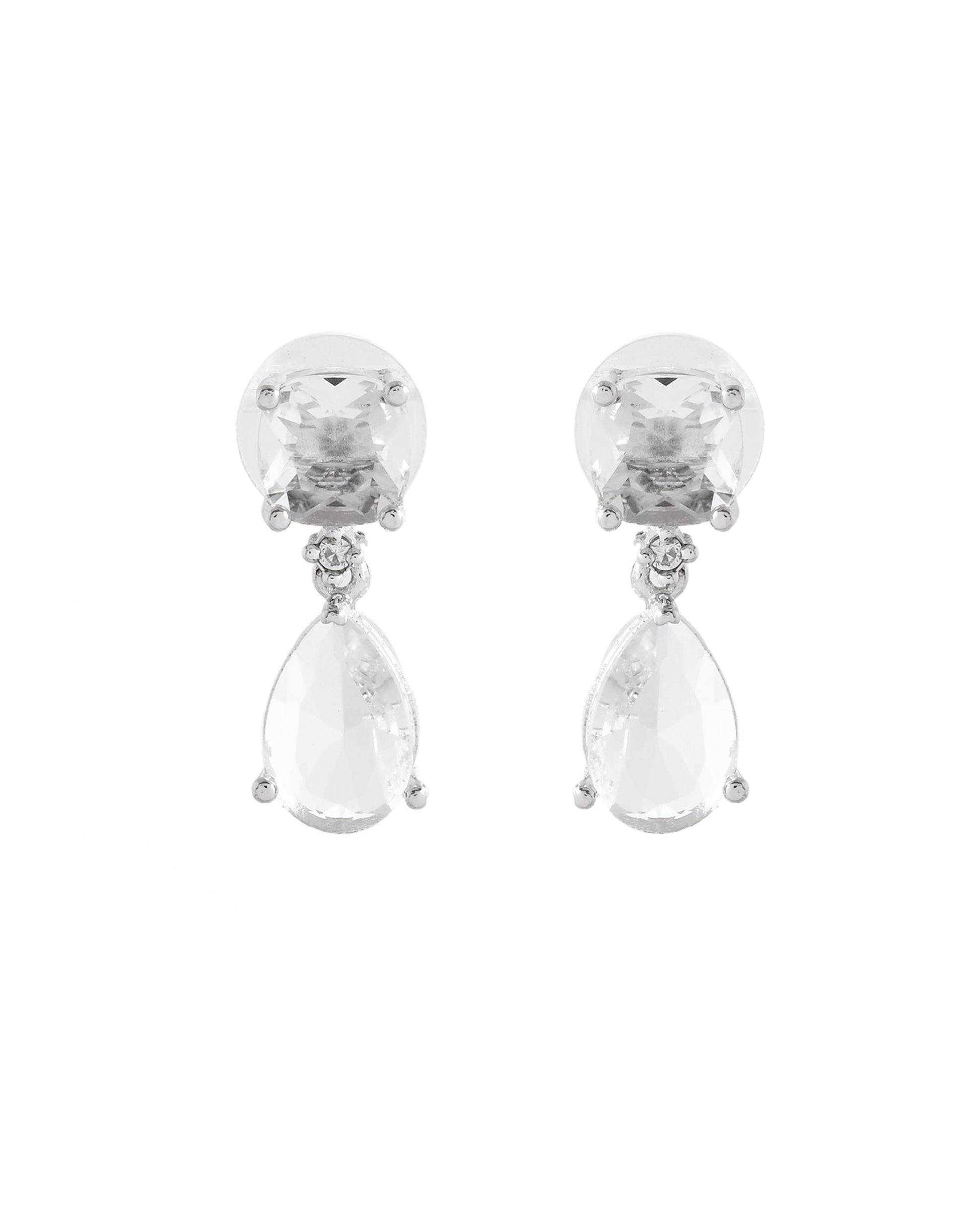 VOJ Silver Plated Stone Studded Studs Earrings  Grab2Buy VOJ Grab2Buy