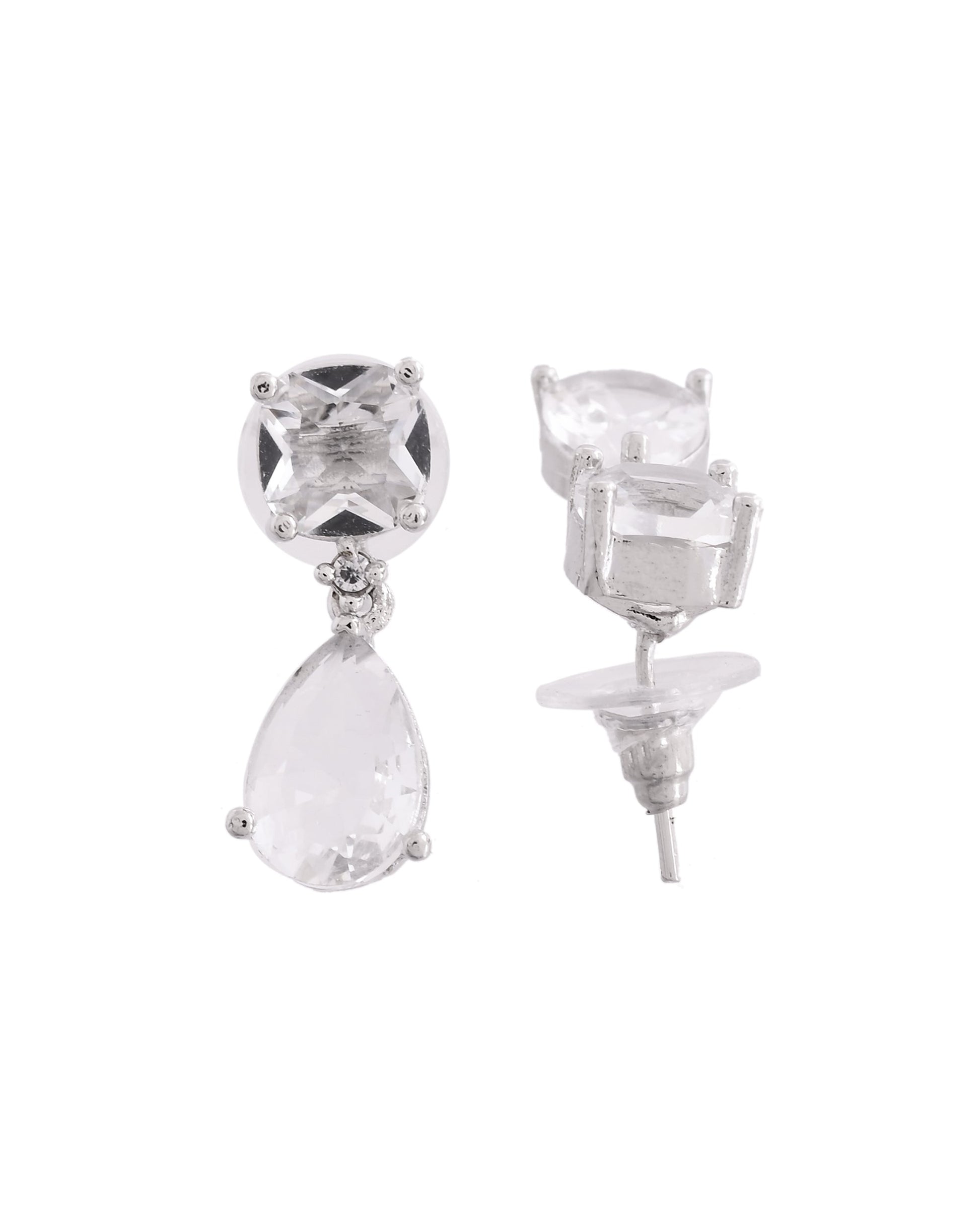 VOJ Silver Plated Stone Studded Studs Earrings  Grab2Buy VOJ Grab2Buy