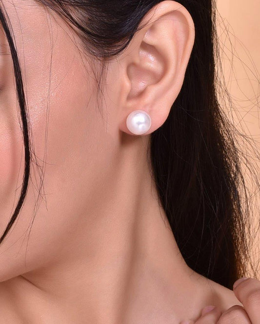 VOJ White Circular Studs Earrings - Grab2buy
