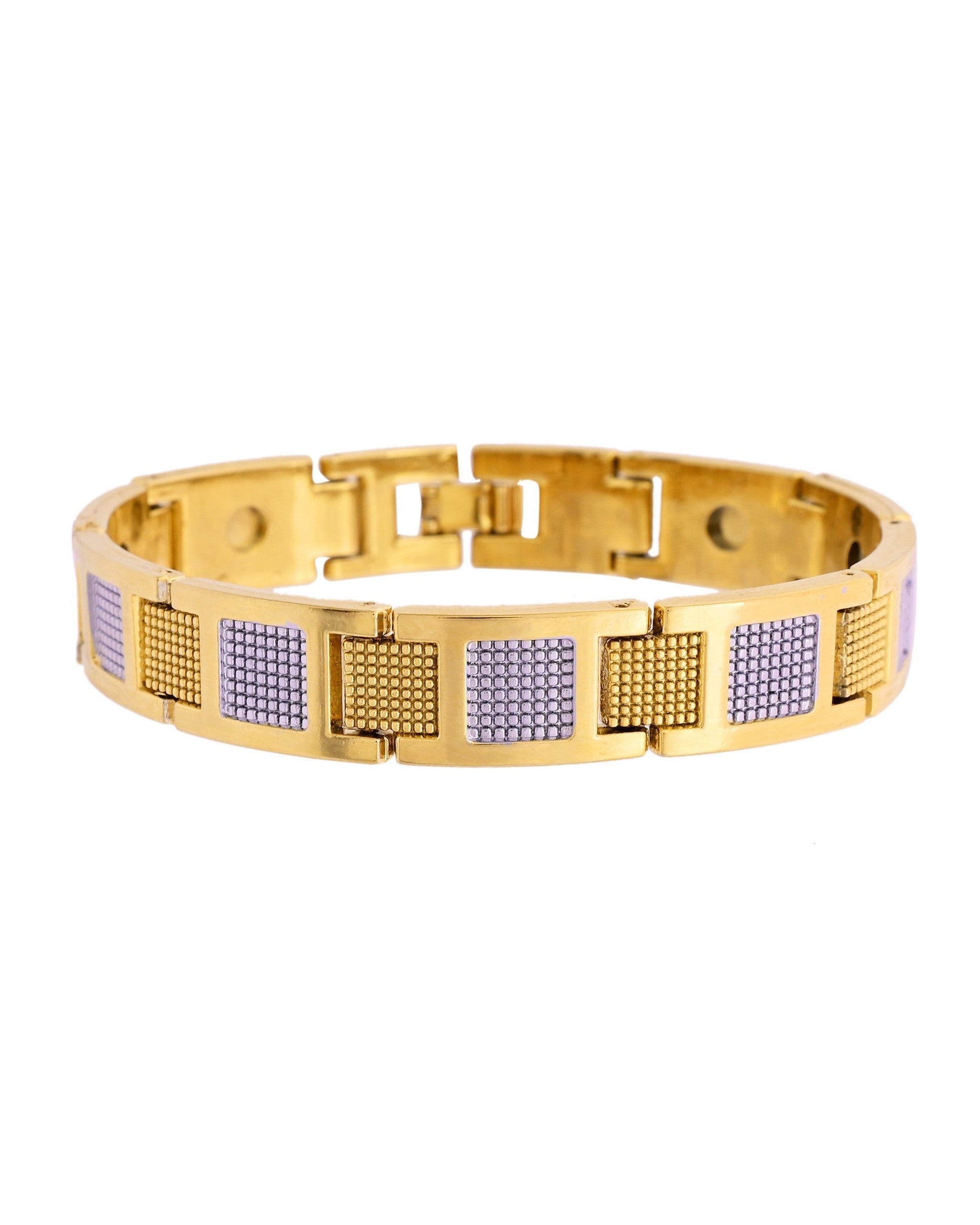 VOJ Men Dual Toned Stylish Stainless Steel Bracelet 