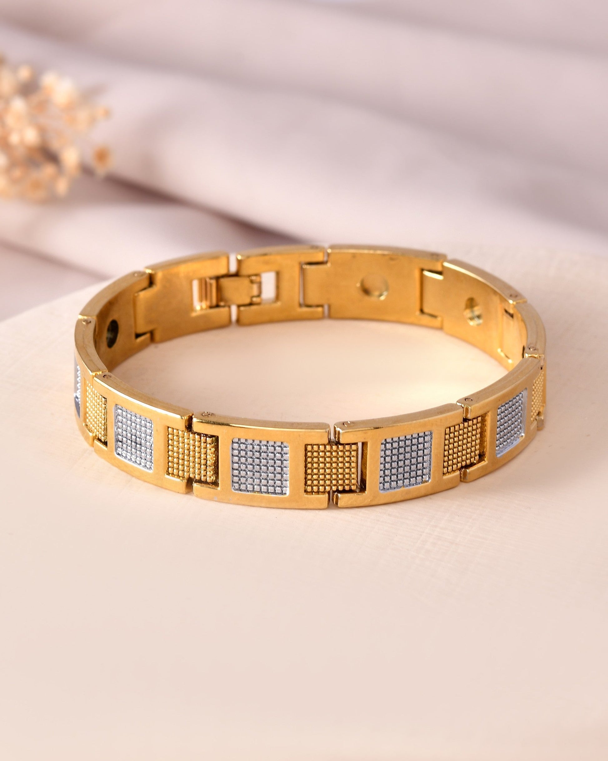 VOJ Men Dual Toned Stylish Stainless Steel Bracelet 