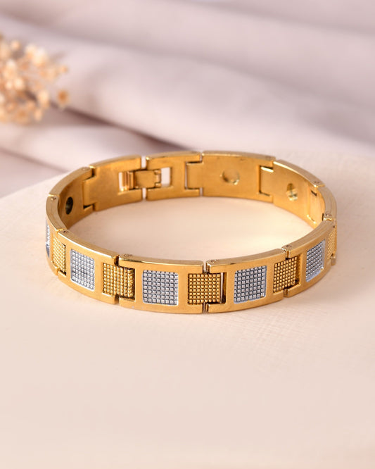 VOJ Men Dual Toned Stylish Stainless Steel Bracelet 