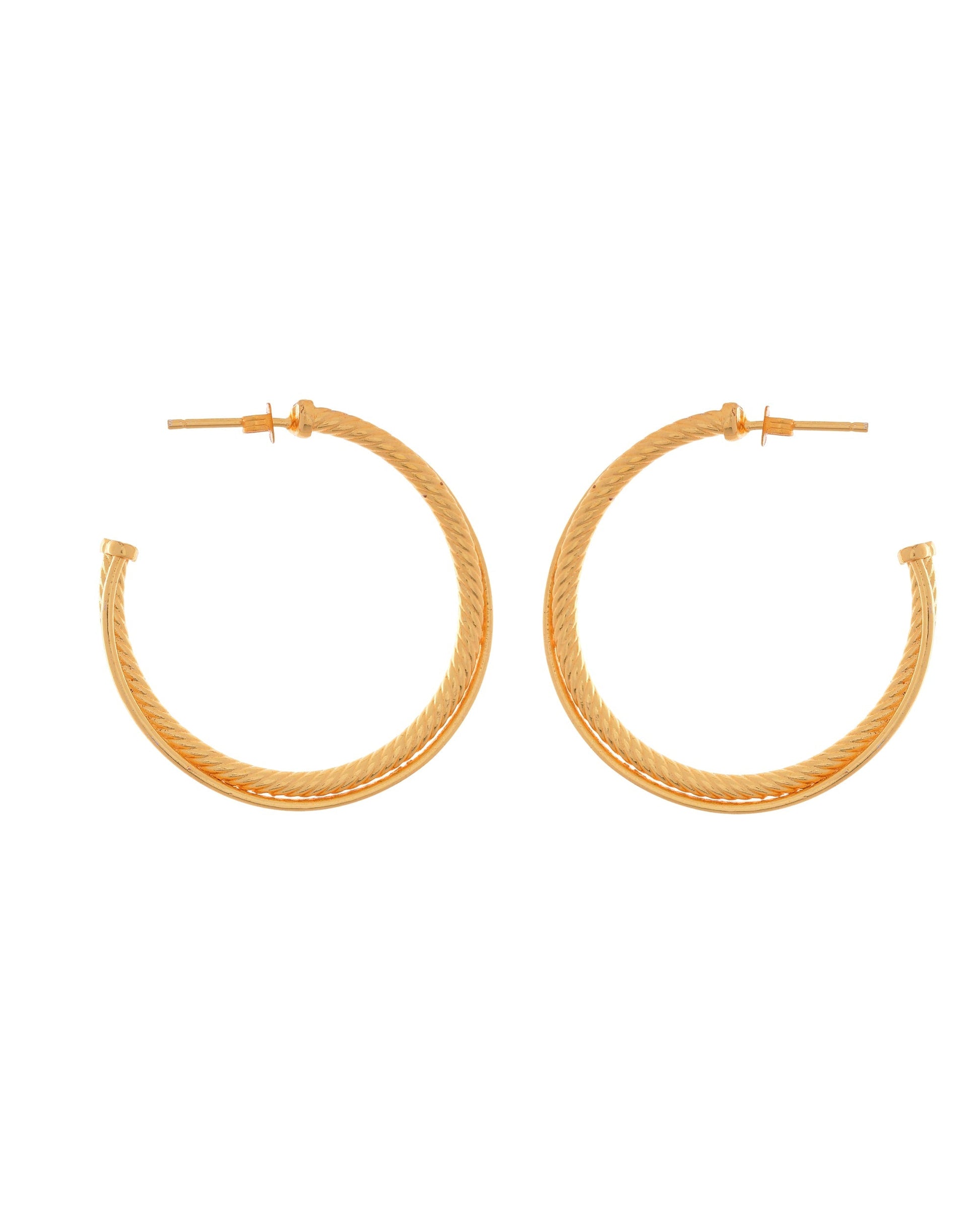 VOJ Gold Polished Anti Tarnished Hoops Earrings 