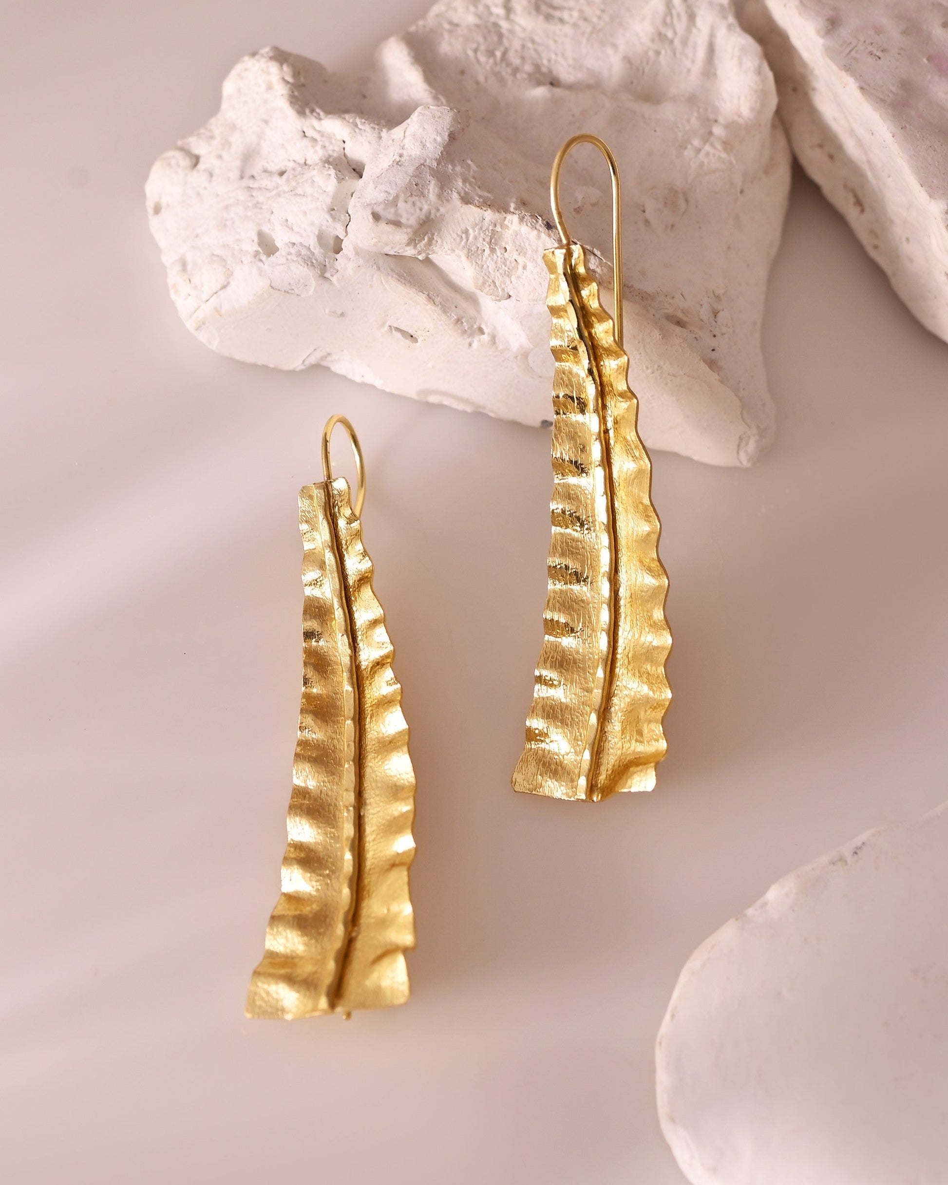 VOJ Gold Polished Anti Tarnished Elegant Designer Drop Earrings 