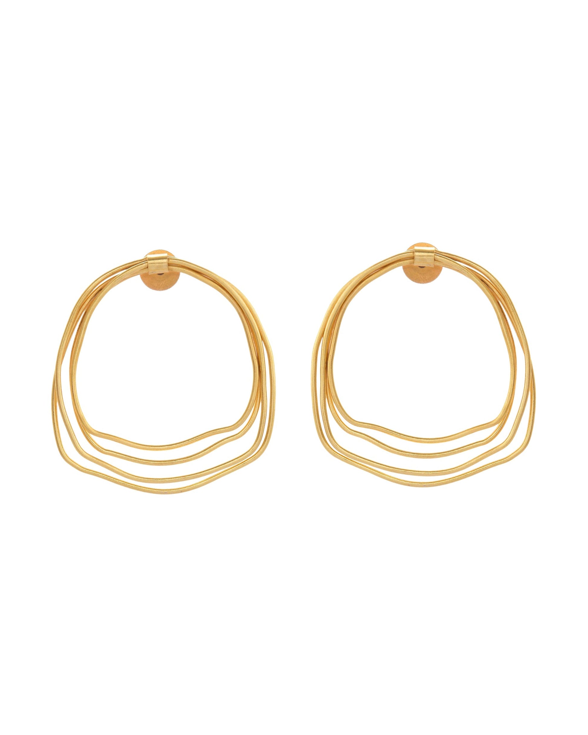 VOJ Gold Polished Anti Tarnished Multi Wired Studs Earrings 