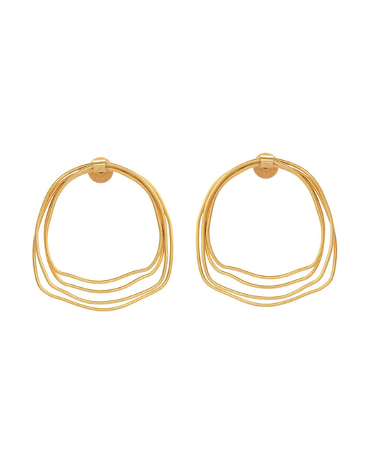 VOJ Gold Polished Anti Tarnished Multi Wired Studs Earrings 