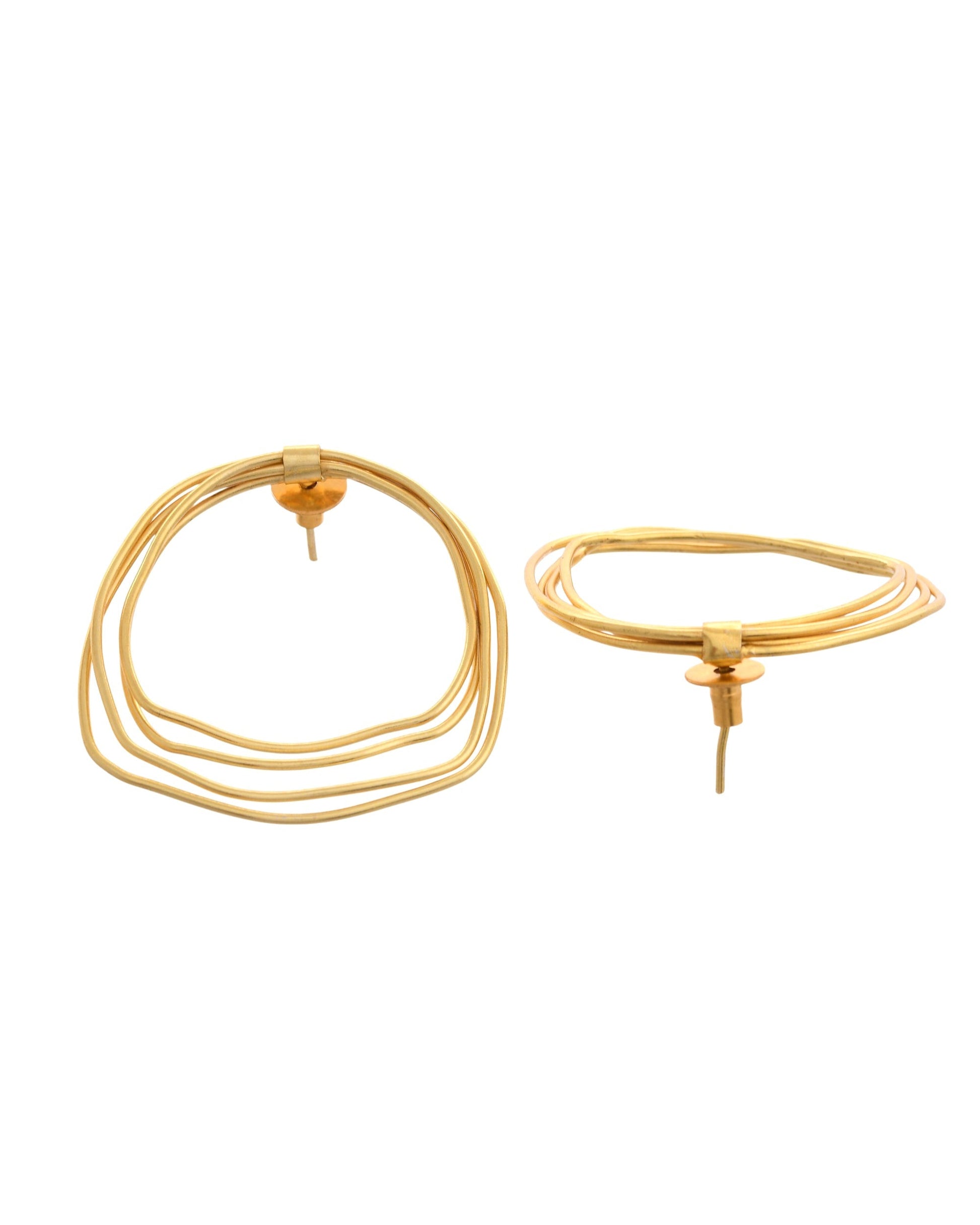 VOJ Gold Polished Anti Tarnished Multi Wired Studs Earrings 