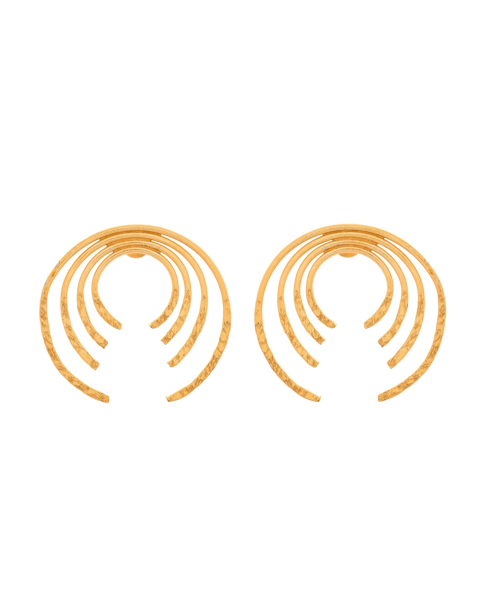 VOJ Gold Polished Anti Tarnished Semi Circle Studs Earrings 