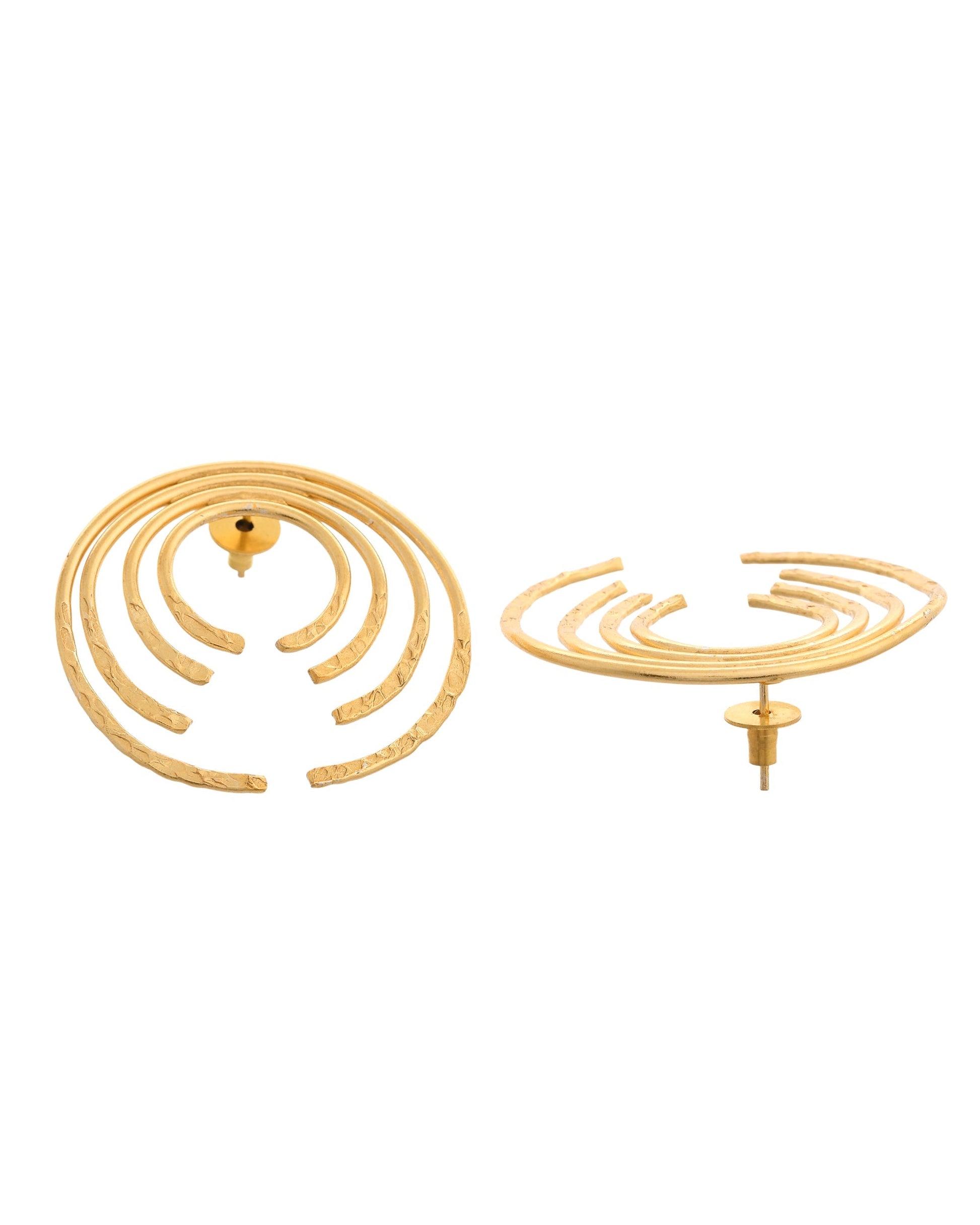 VOJ Gold Polished Anti Tarnished Semi Circle Studs Earrings 