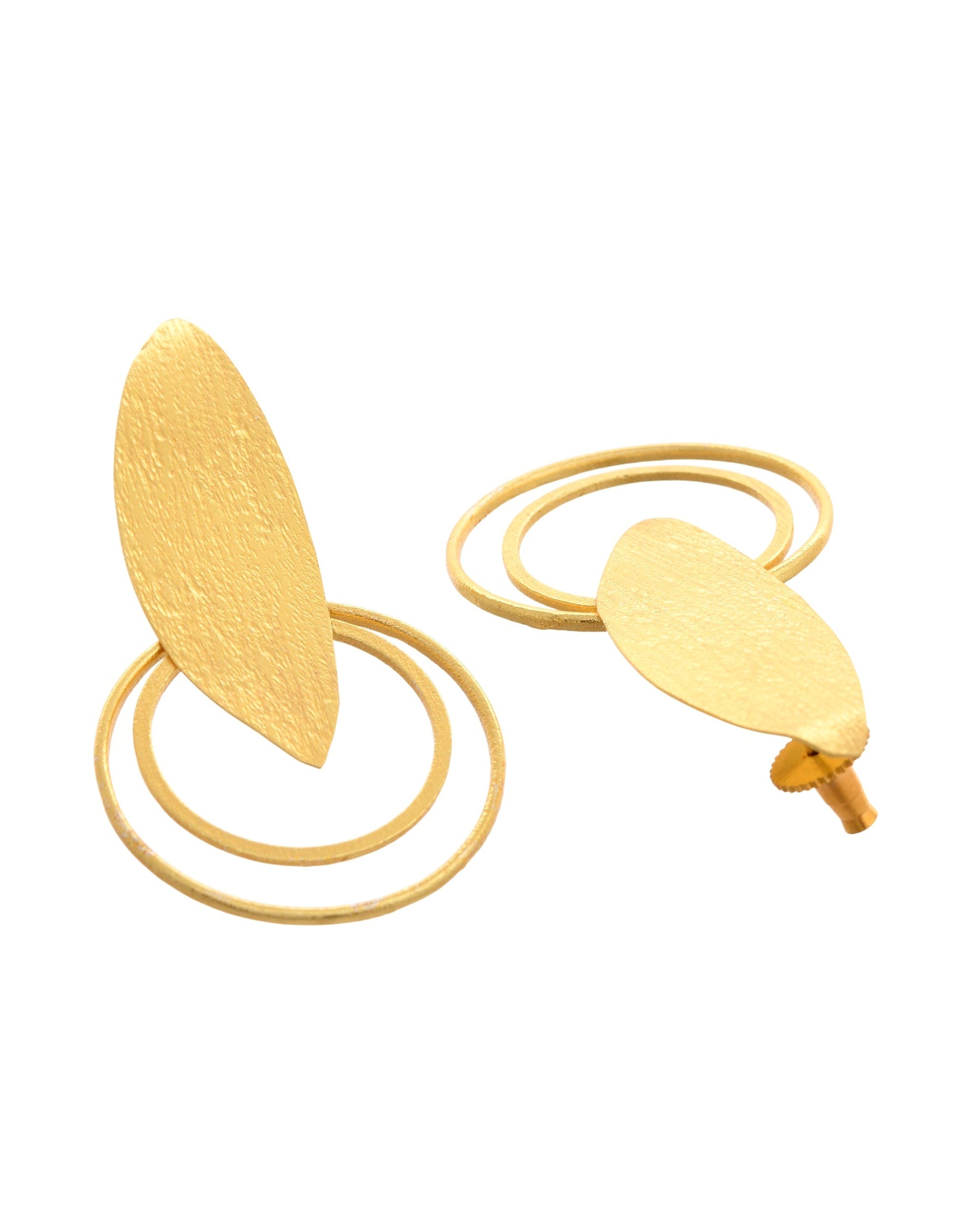 VOJ Gold Polished Stainless Steel Designer Anti Tarnished Earrings 
