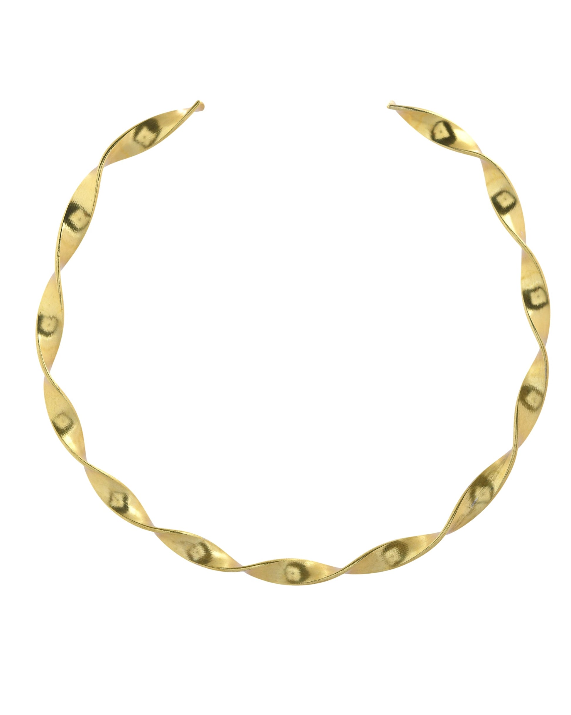 VOJ Gold Polished Anti Tarnished Twisted Hasli Necklace 