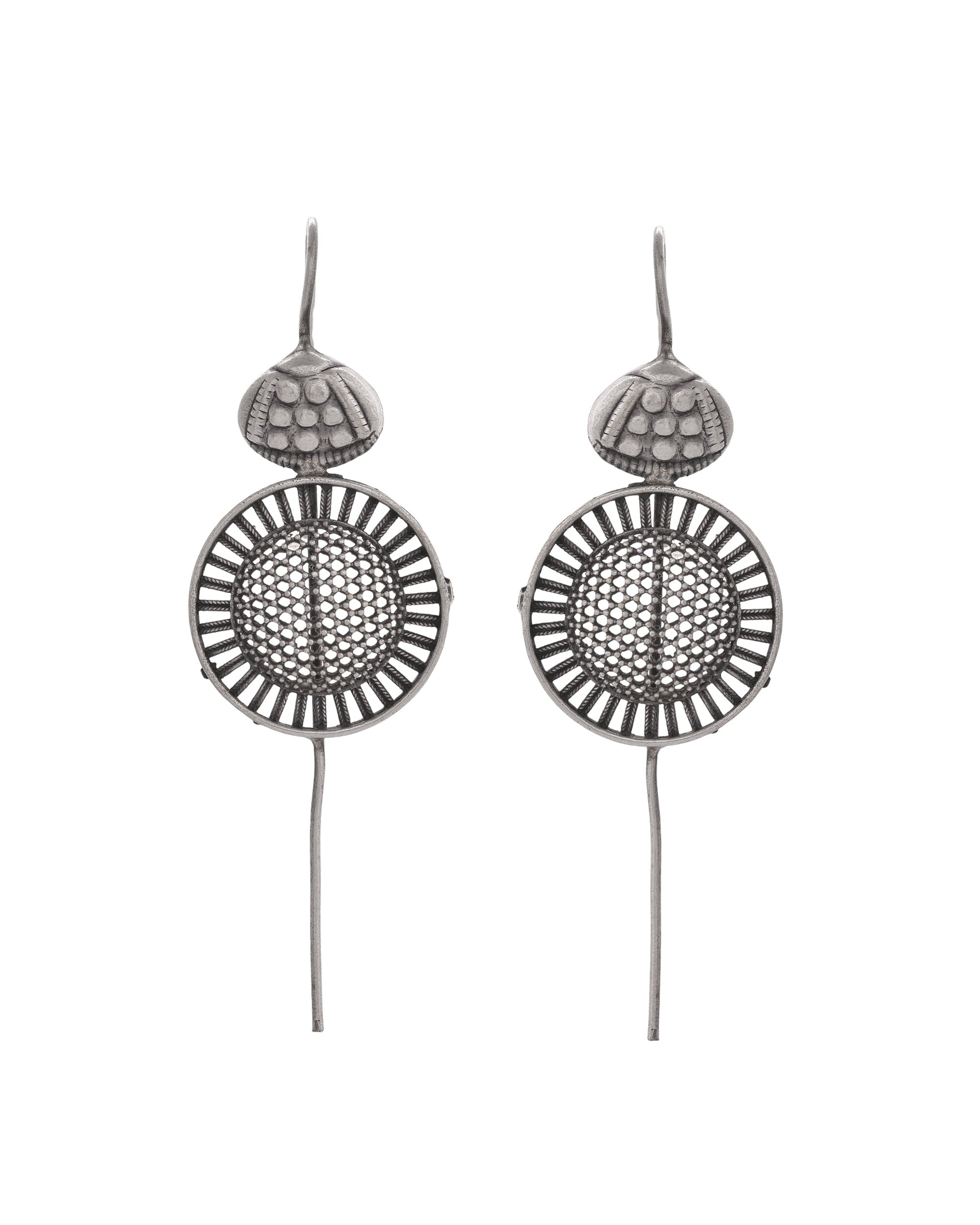 VOJ Silver Plated Circular Shaped Ear Cuff 