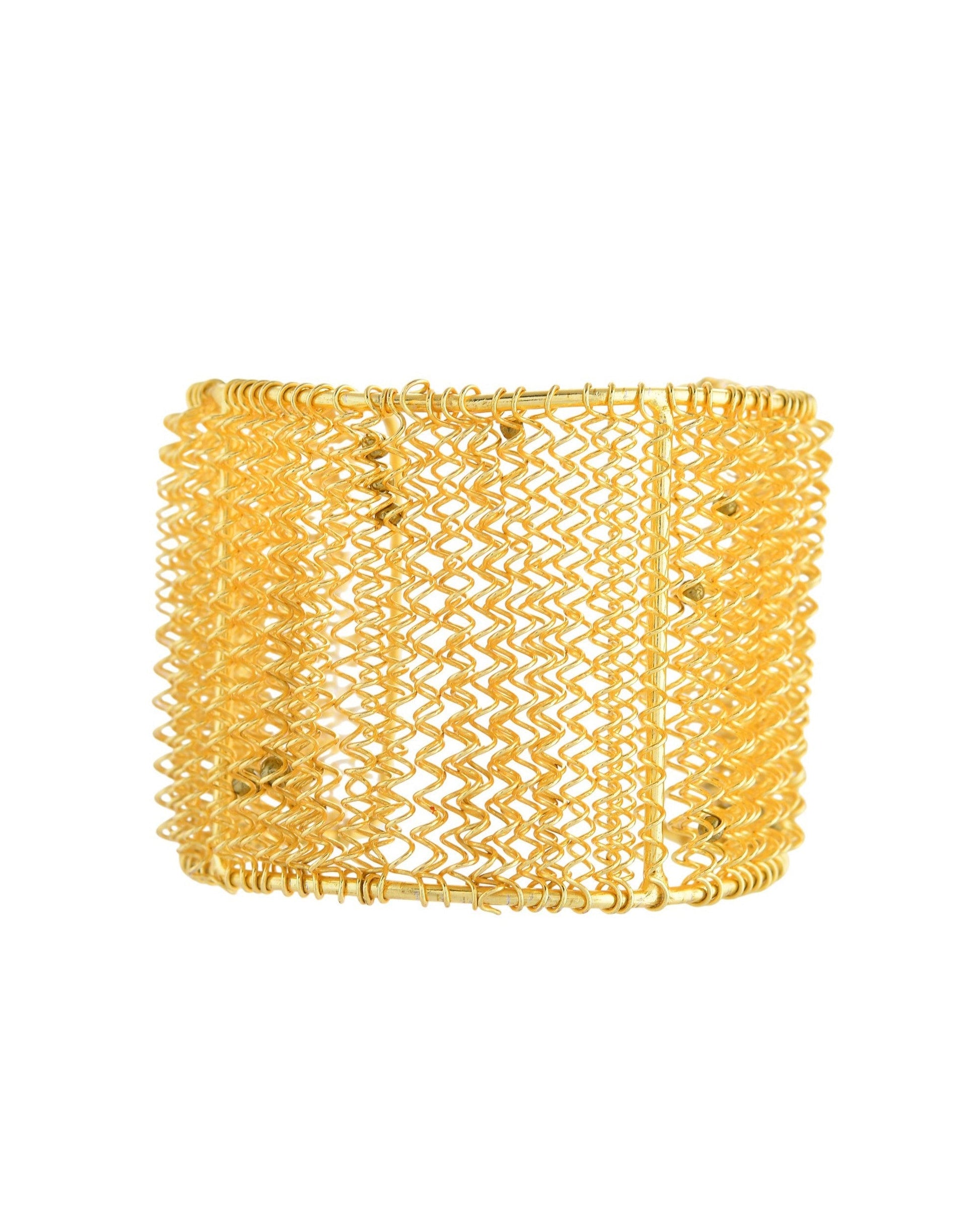 VOJ Gold Polished Anti Tarnished Cuff Bracelet For Women 