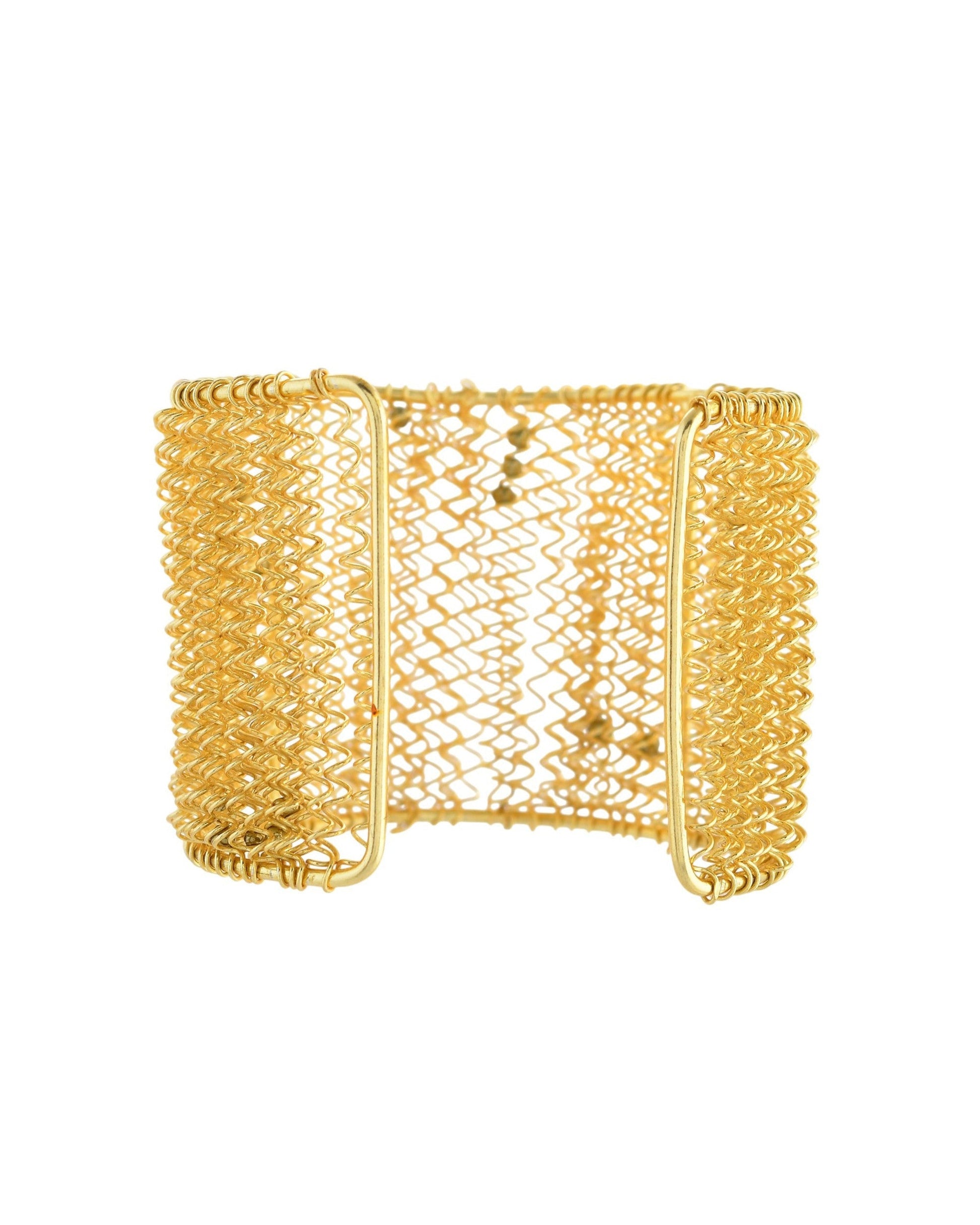 VOJ Gold Polished Anti Tarnished Cuff Bracelet For Women 