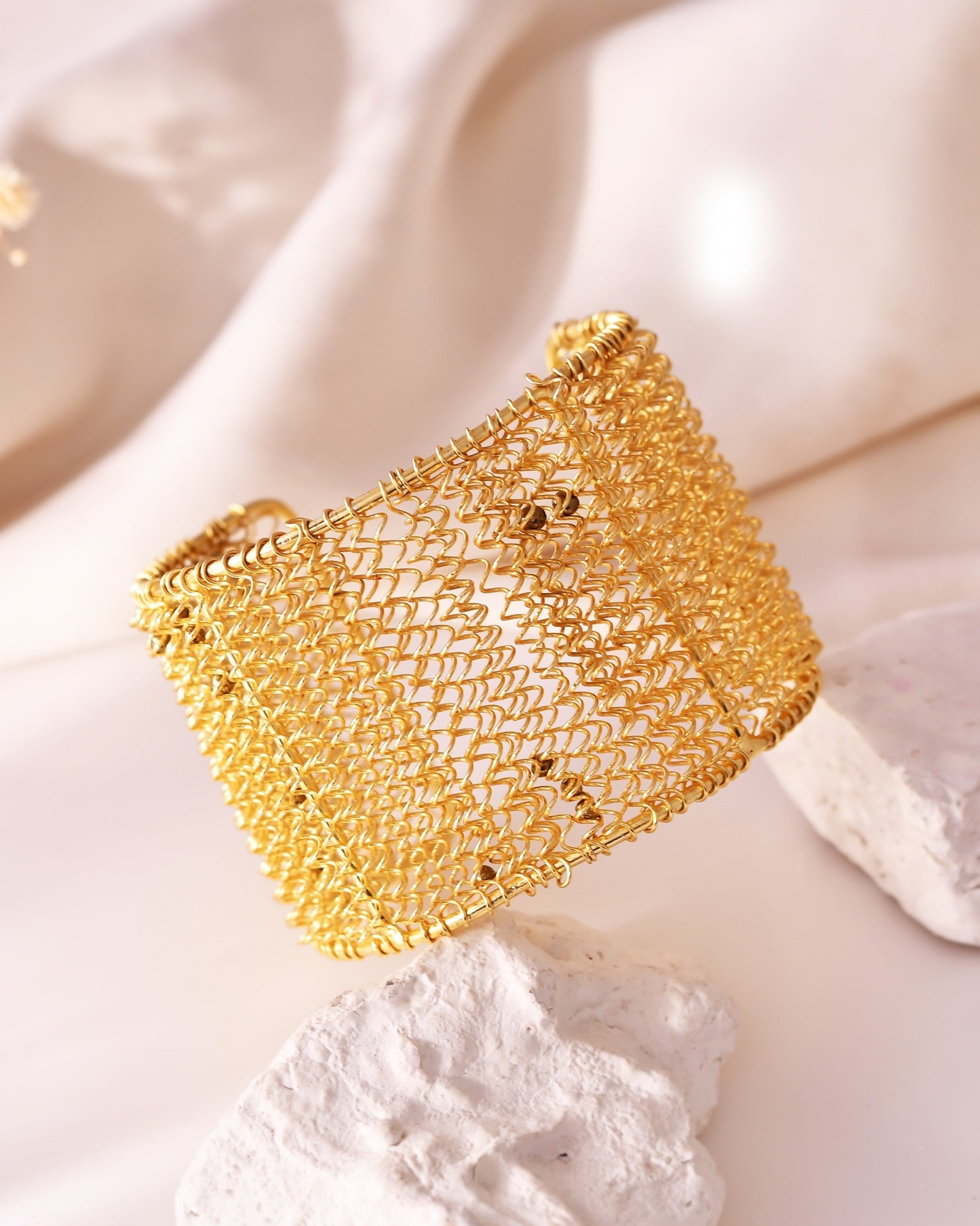 VOJ Gold Polished Anti Tarnished Cuff Bracelet For Women 