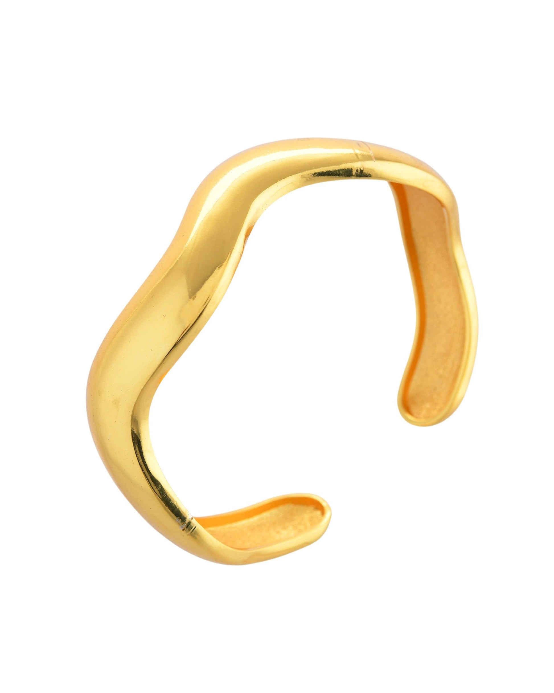 VOJ Gold Polished Anti Tarnished Twisted Cuff Bracelet For Women 
