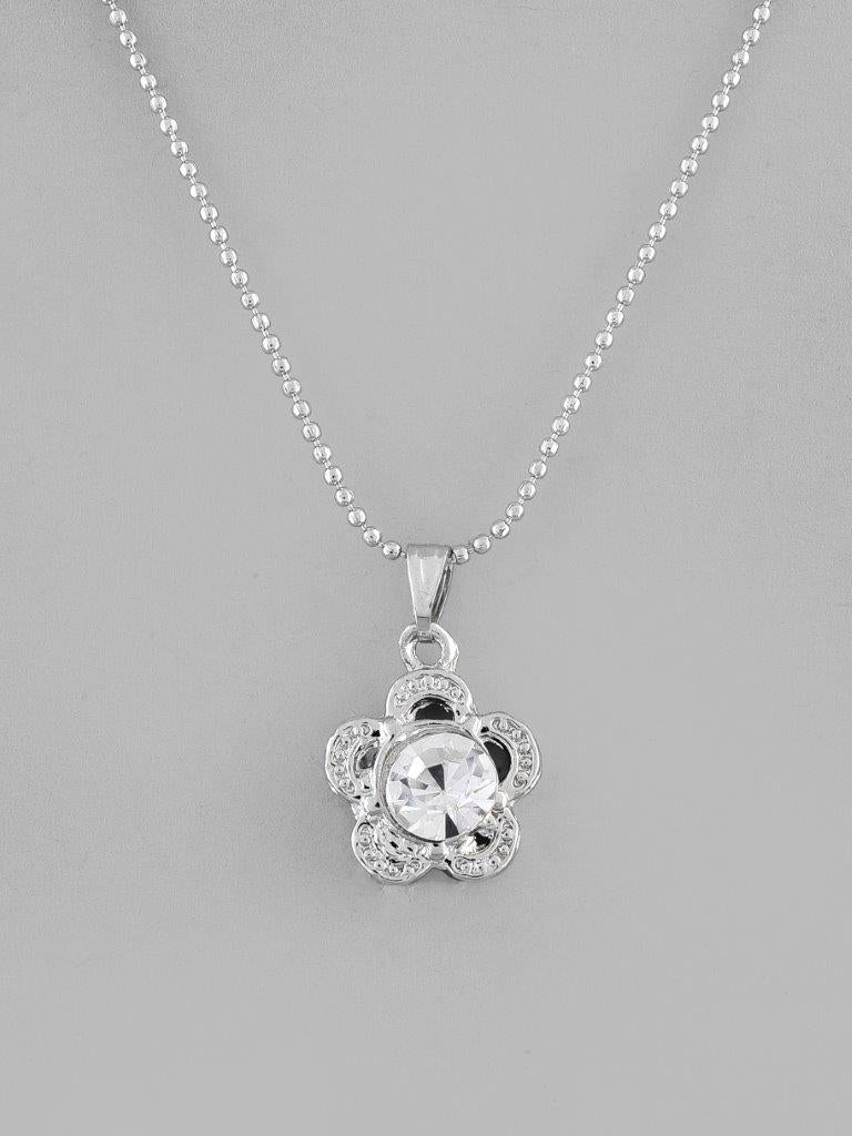 VOJ Silver Plated Flower Pandent Chain 