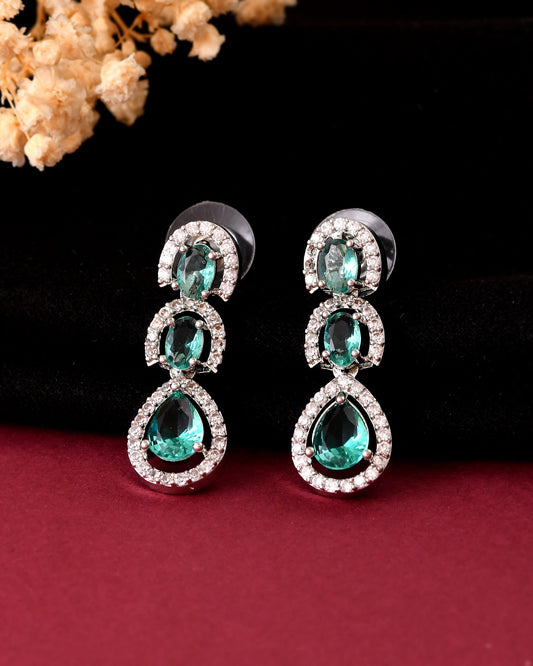 VOJ Silver Toned Teal Green Ad Studs Earrings  Grab2Buy VOJ Grab2Buy