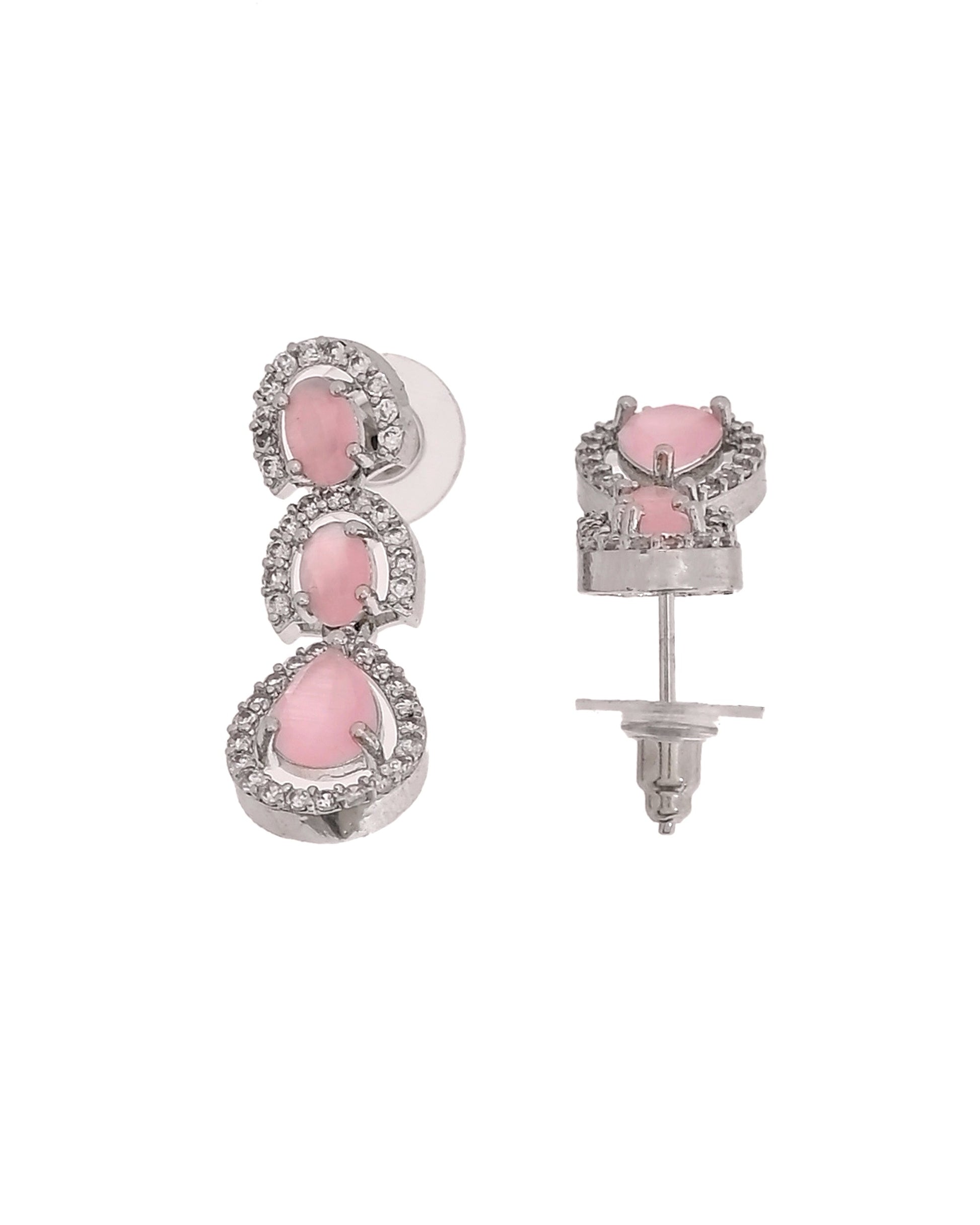 VOJ Silver Toned Baby Pink Ad Studs Earrings  Grab2Buy VOJ Grab2Buy