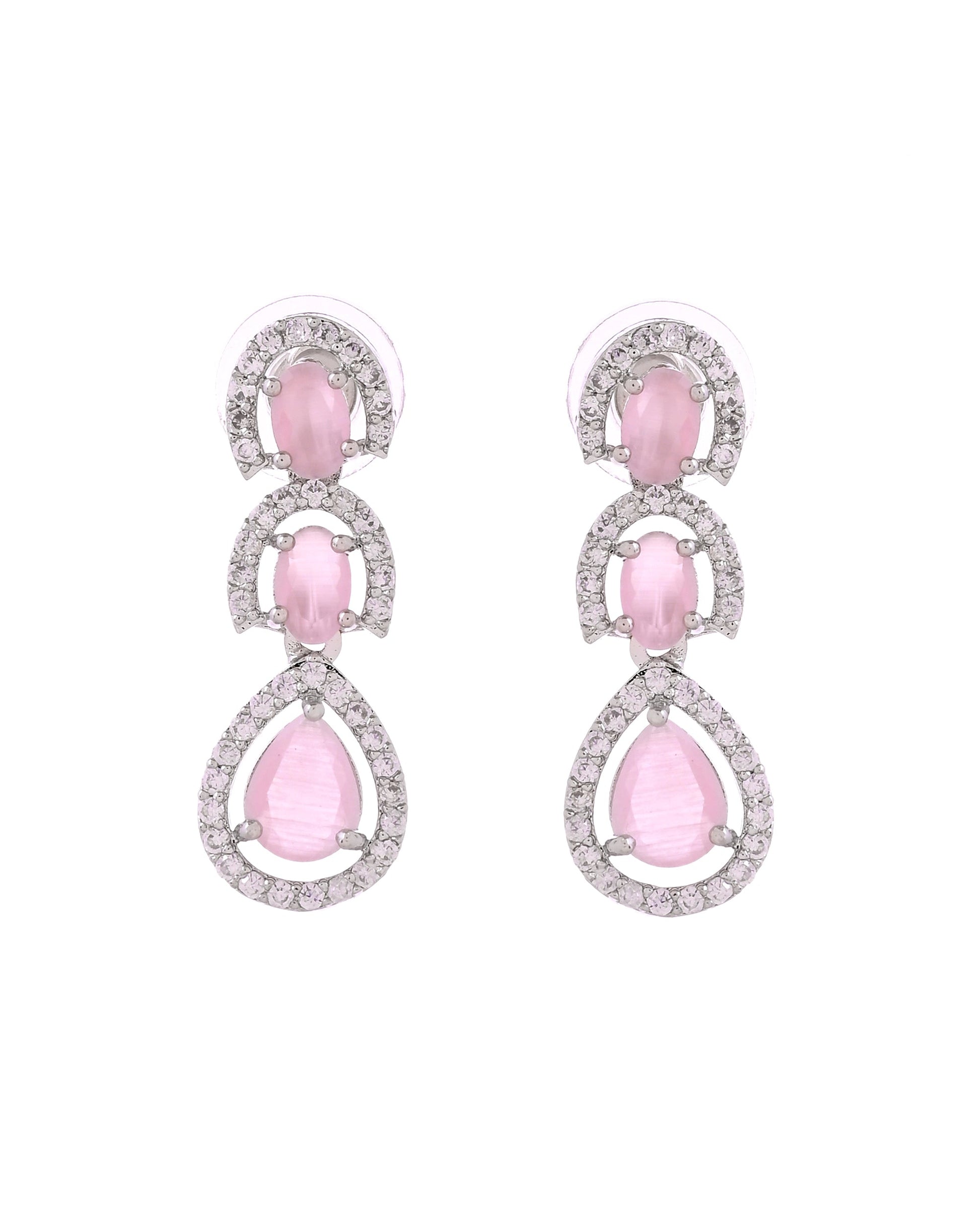 VOJ Silver Toned Baby Pink Ad Studs Earrings  Grab2Buy VOJ Grab2Buy