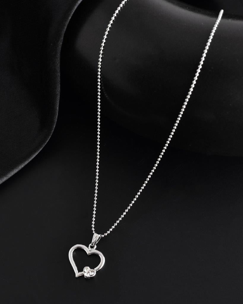 VOJ Silver Plated Heart Pandent Chain 