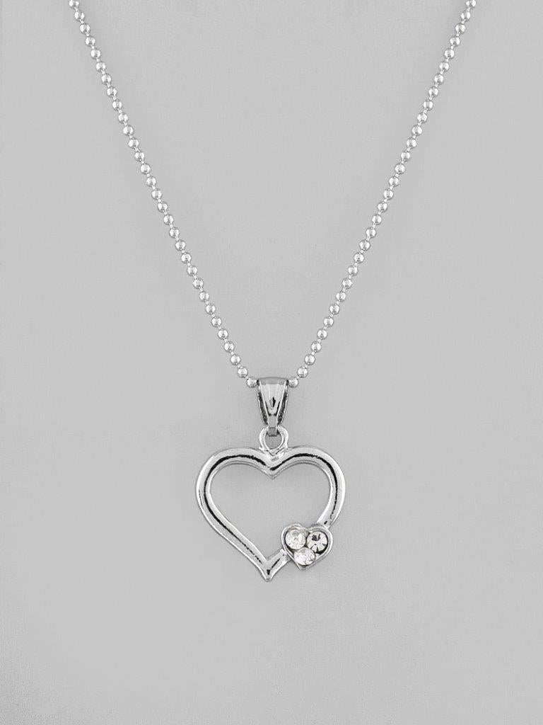 VOJ Silver Plated Heart Pandent Chain 