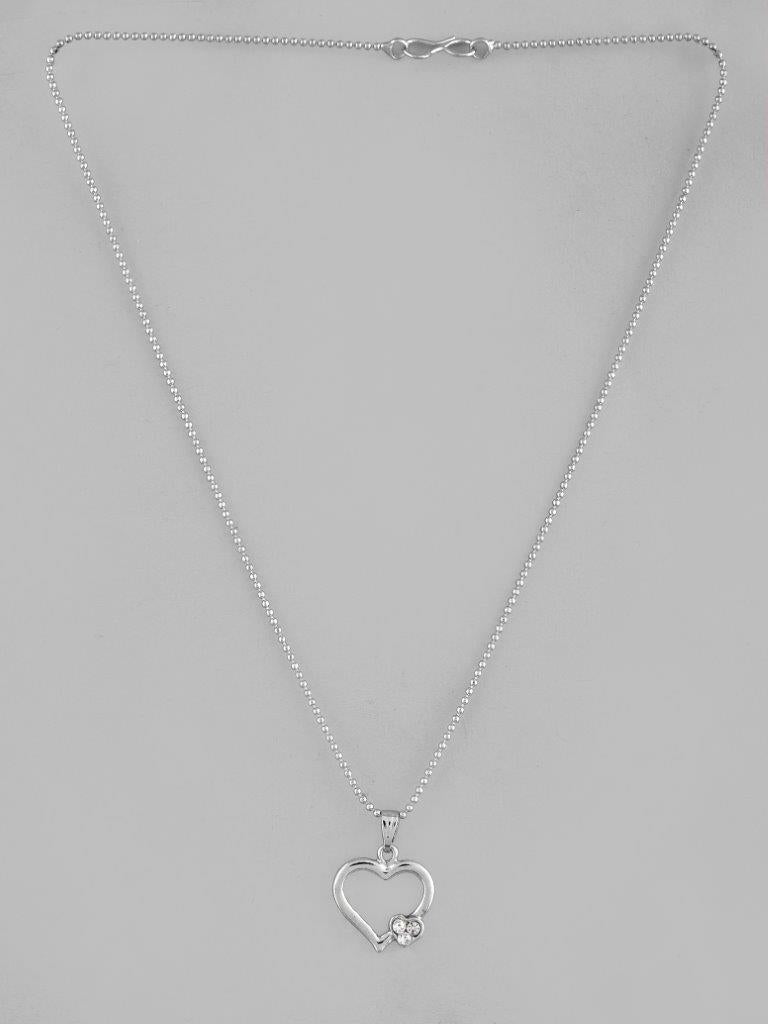 VOJ Silver Plated Heart Pandent Chain 