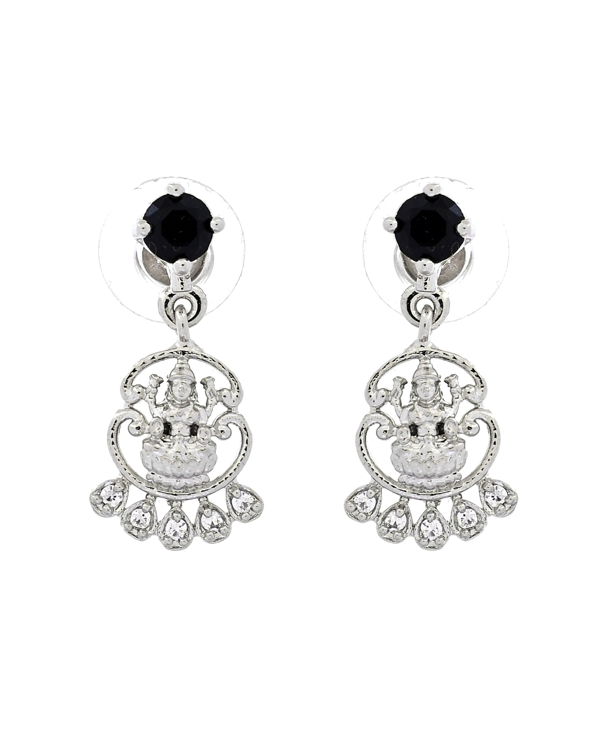 VOJ Silver Plated Ad Black Stone Temple Jewellery Set  Grab2Buy VOJ Grab2Buy
