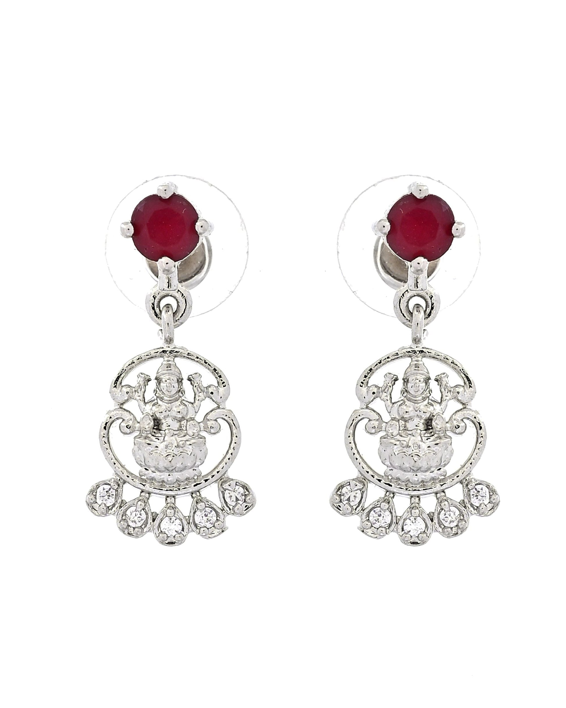 VOJ Silver Plated Ad Wine Stone Temple Jewellery Set  Grab2Buy VOJ Grab2Buy