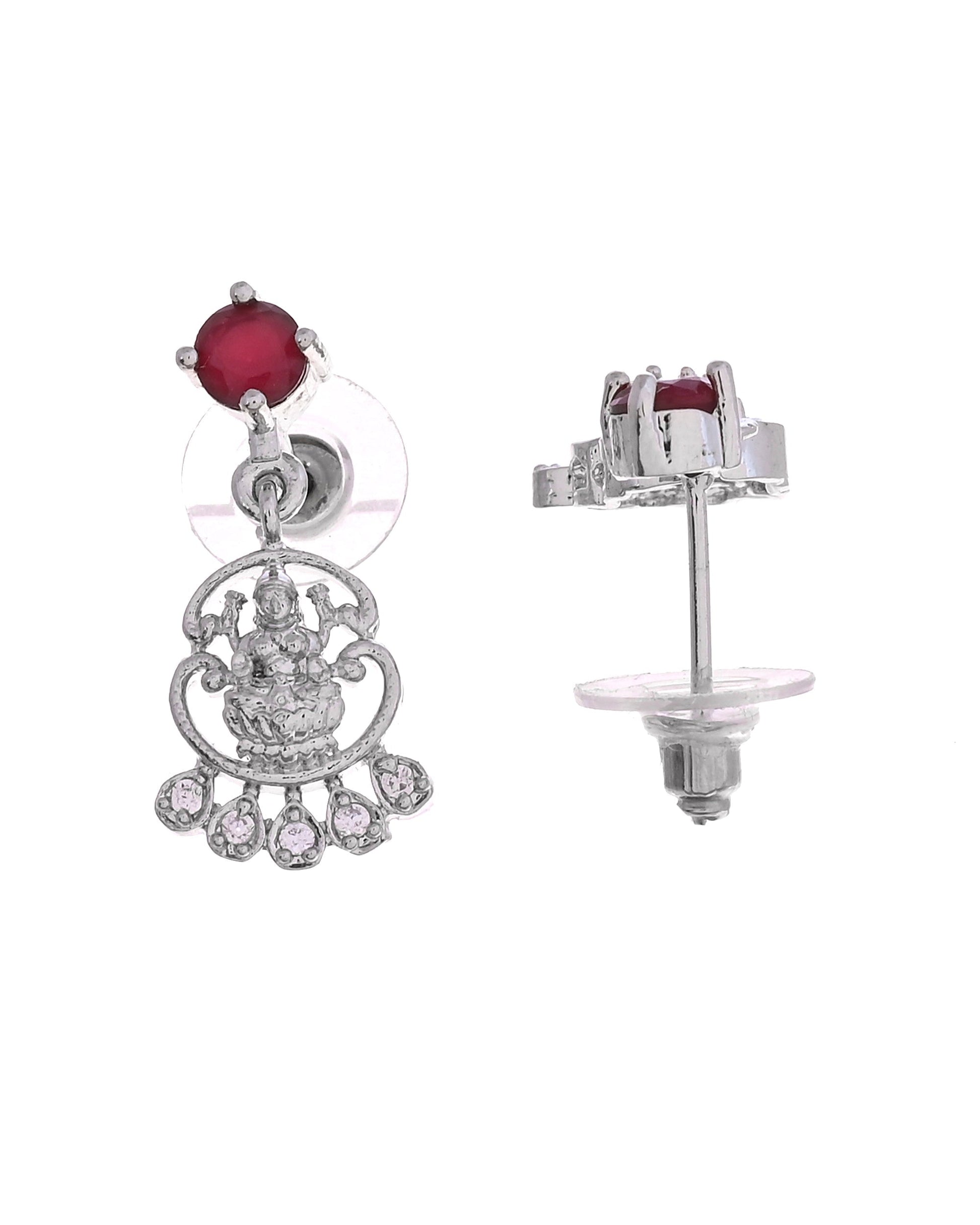 VOJ Silver Plated Ad Wine Stone Temple Jewellery Set  Grab2Buy VOJ Grab2Buy