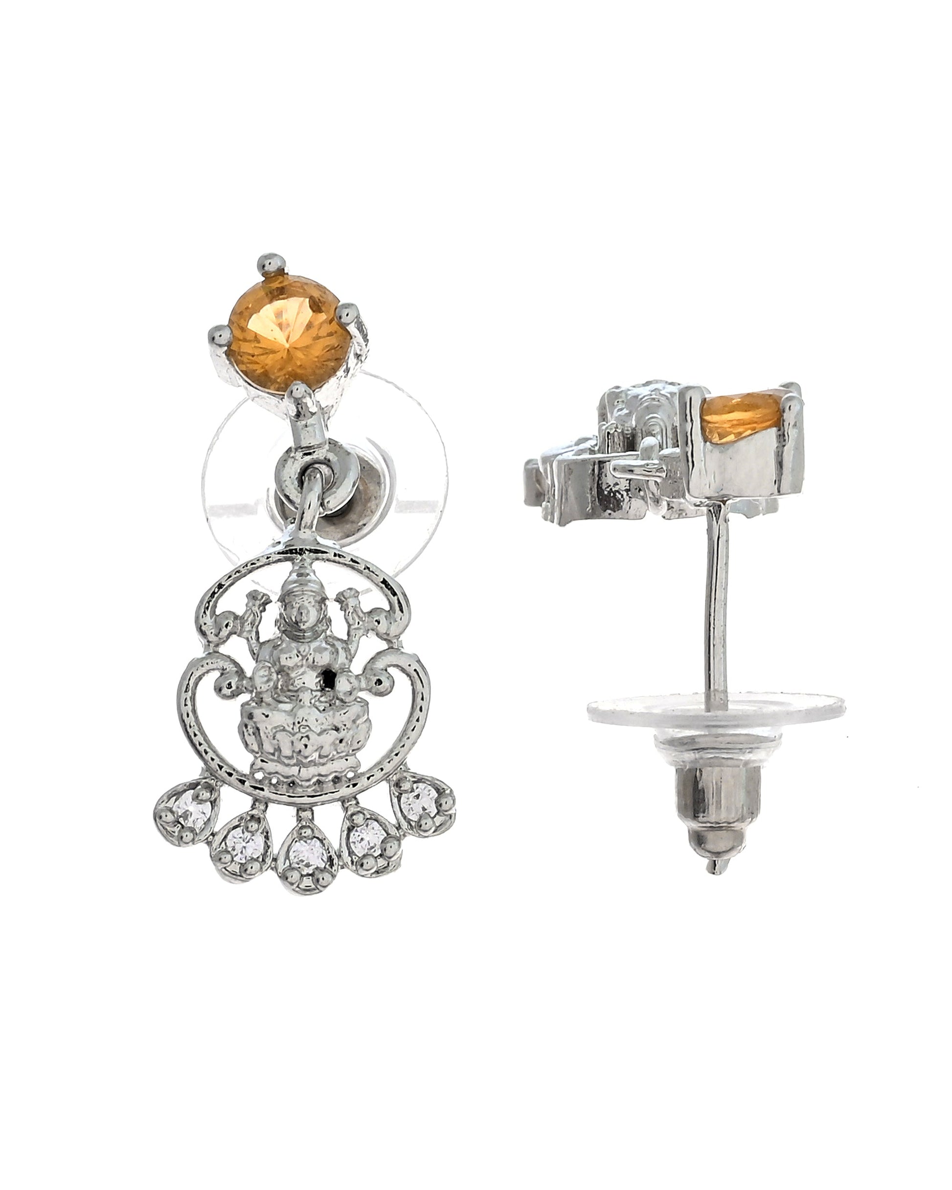 VOJ Silver Plated Ad Yellow Stone Temple Jewellery Set  Grab2Buy VOJ Grab2Buy