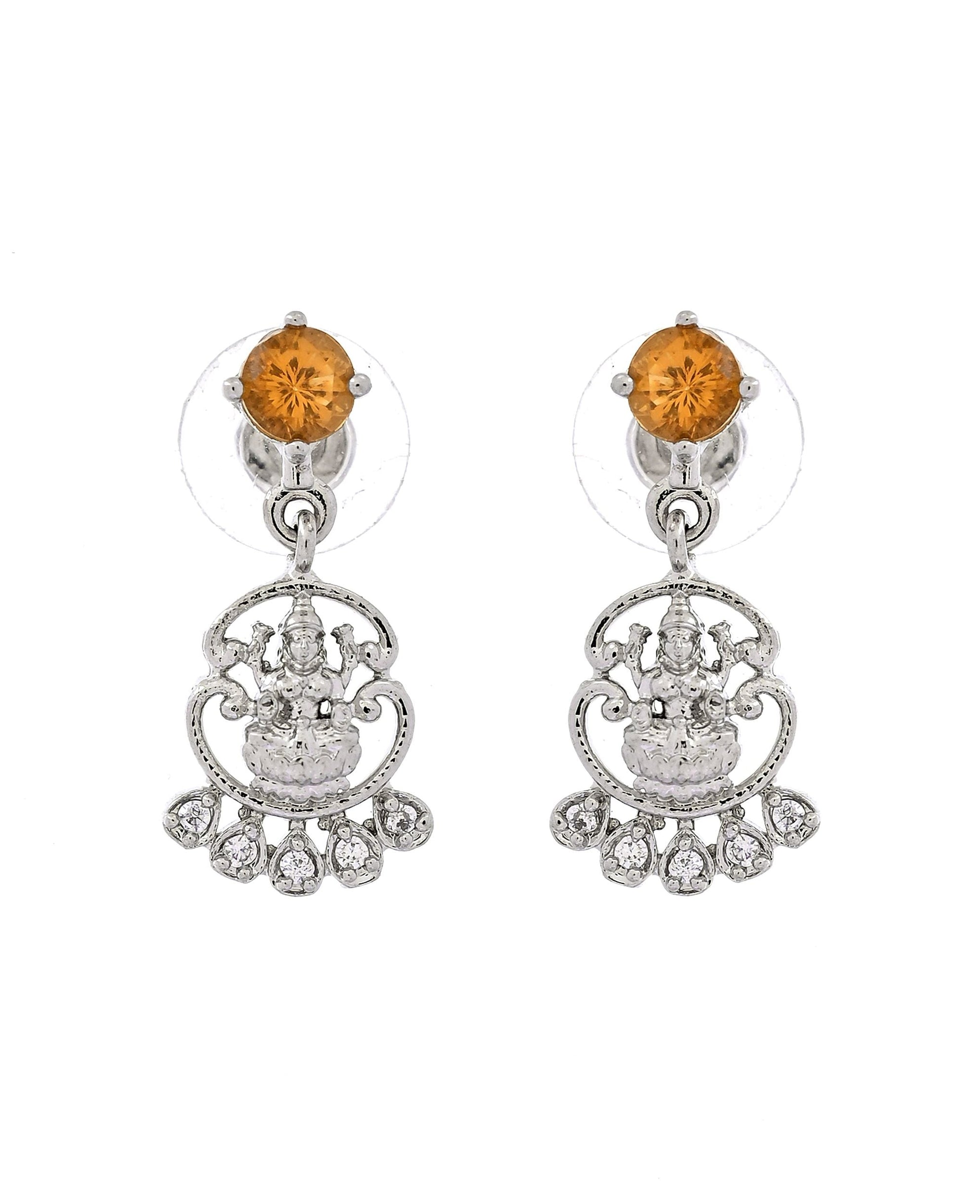 VOJ Silver Plated Ad Yellow Stone Temple Jewellery Set  Grab2Buy VOJ Grab2Buy