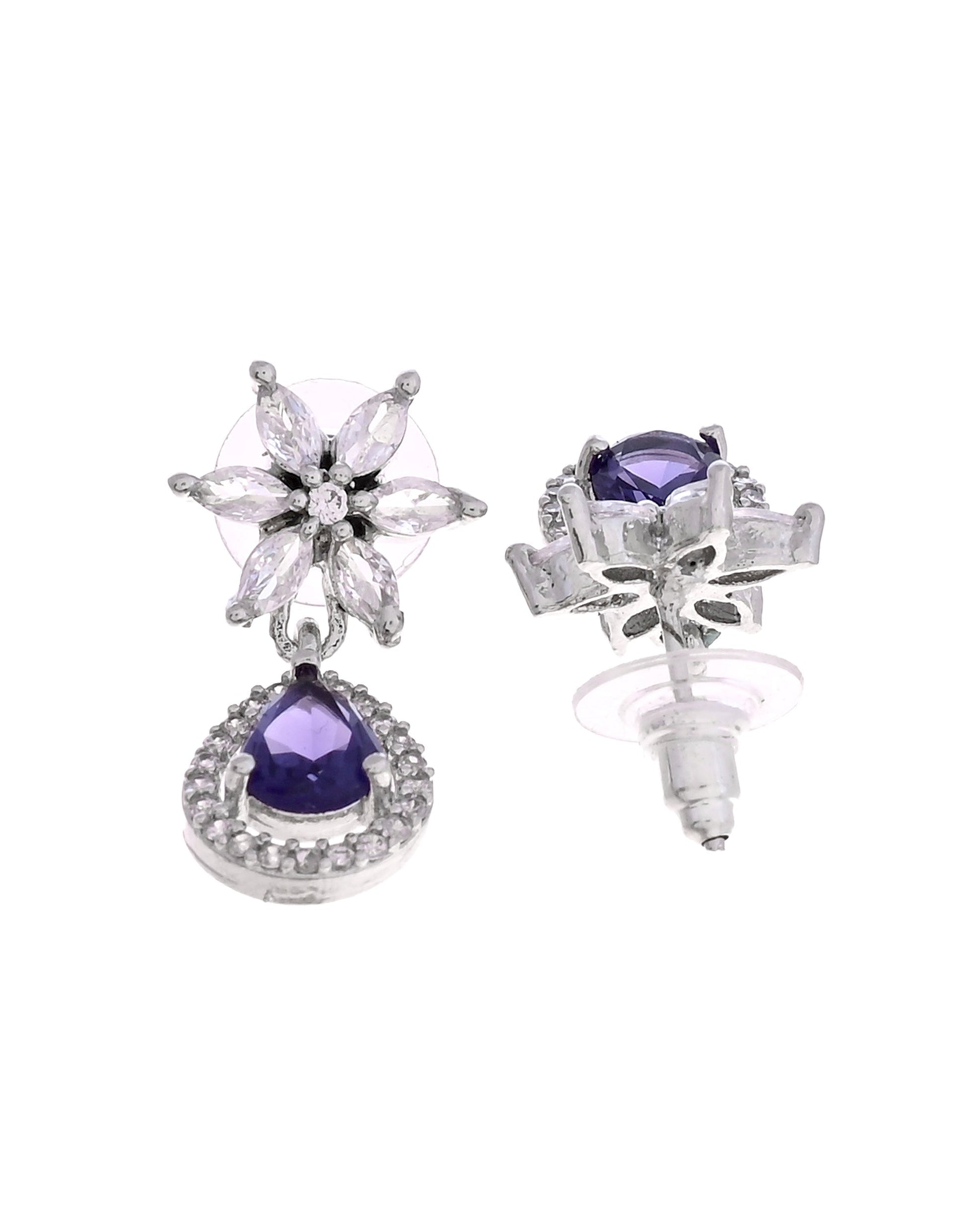 VOJ Silver Plated Purple Drop Shaped Ad Jewellery Set  Grab2Buy VOJ Grab2Buy