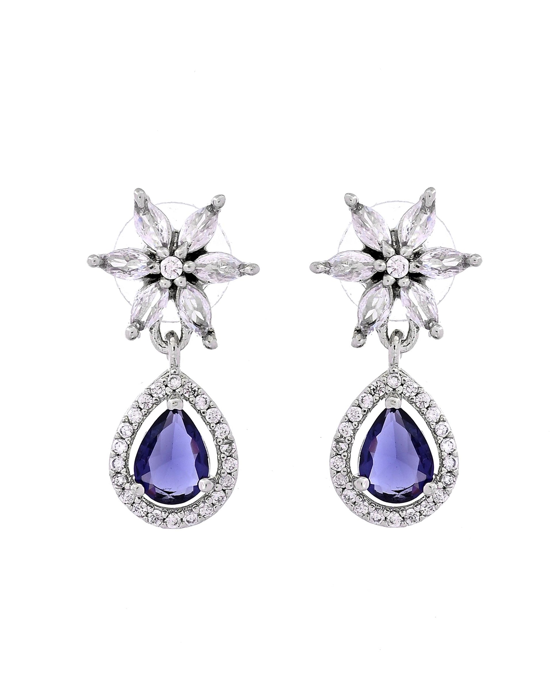 VOJ Silver Plated Purple Drop Shaped Ad Jewellery Set  Grab2Buy VOJ Grab2Buy