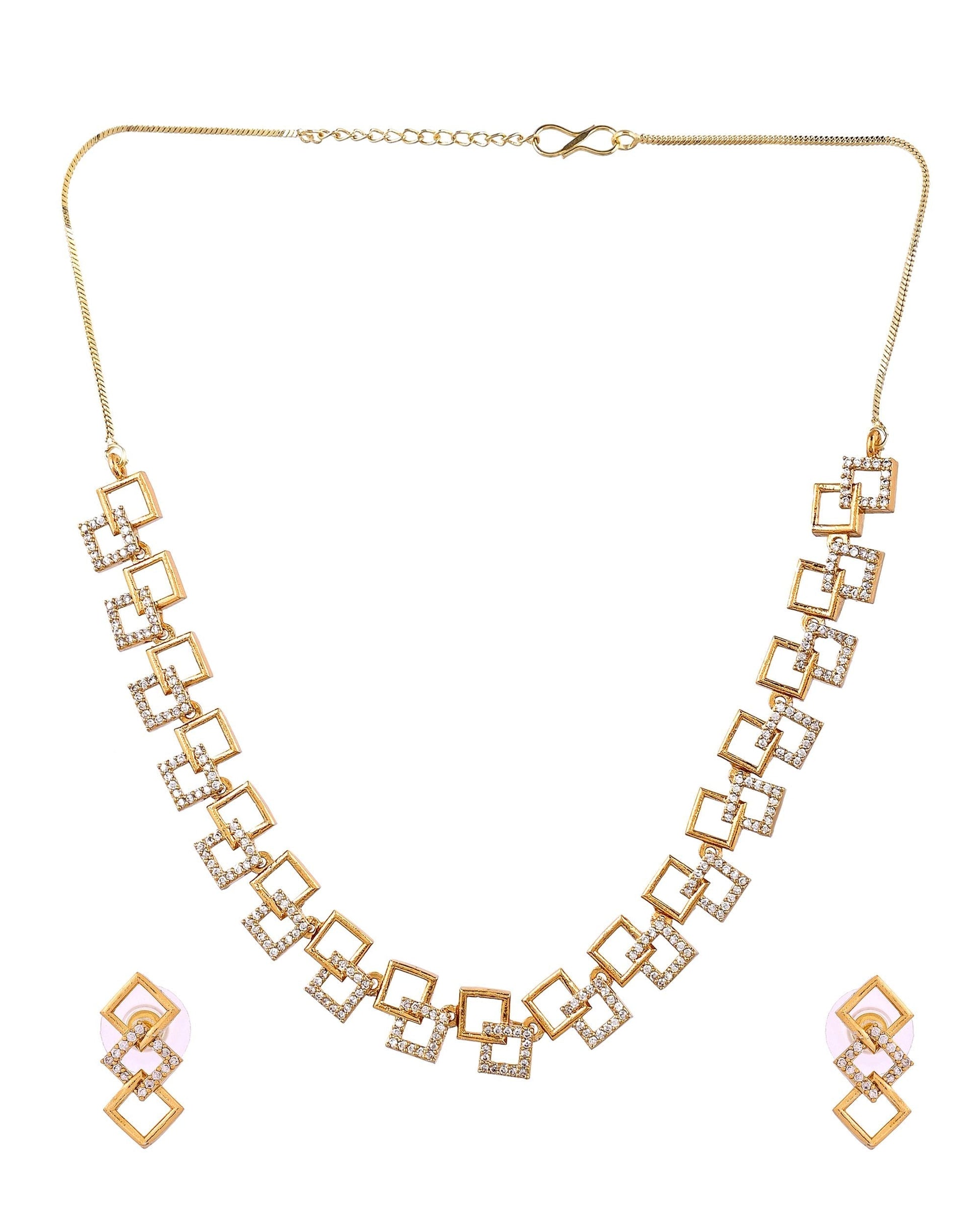 VOJ Gold Plated Geometric Shaped Ad Jewellery Set  Grab2Buy VOJ Grab2Buy