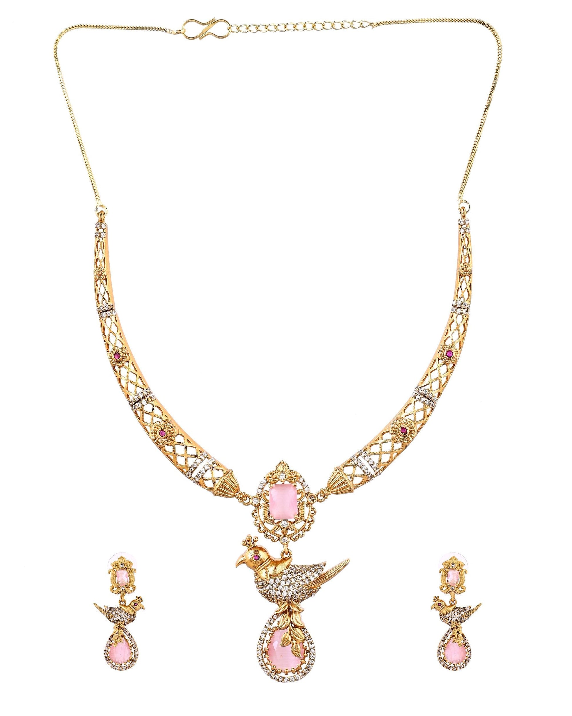 VOJ Gold Plated Bird Shaped Designer Ad Necklace Set  Grab2Buy VOJ Grab2Buy