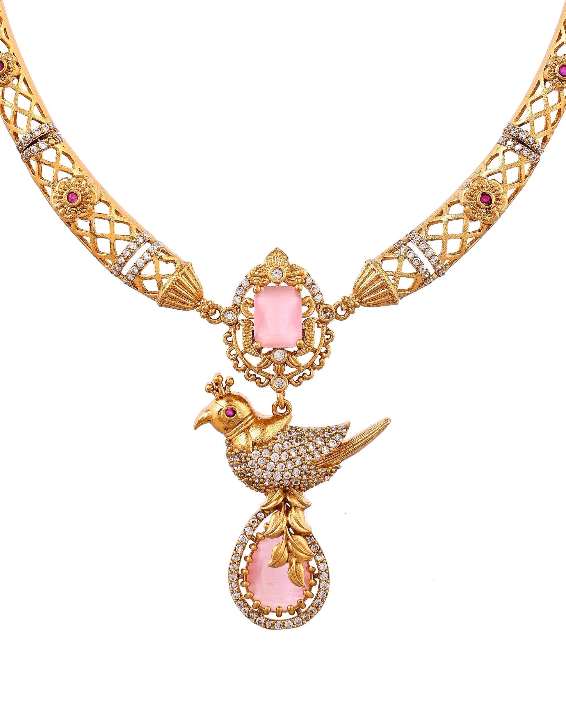 VOJ Gold Plated Bird Shaped Designer Ad Necklace Set  Grab2Buy VOJ Grab2Buy