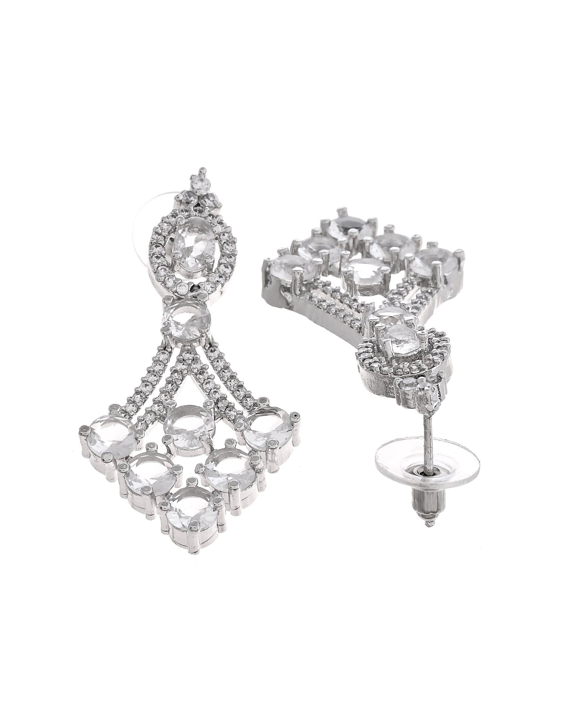 VOJ Silver Plated Ad Stone Studded Necklace Set  Grab2Buy VOJ Grab2Buy