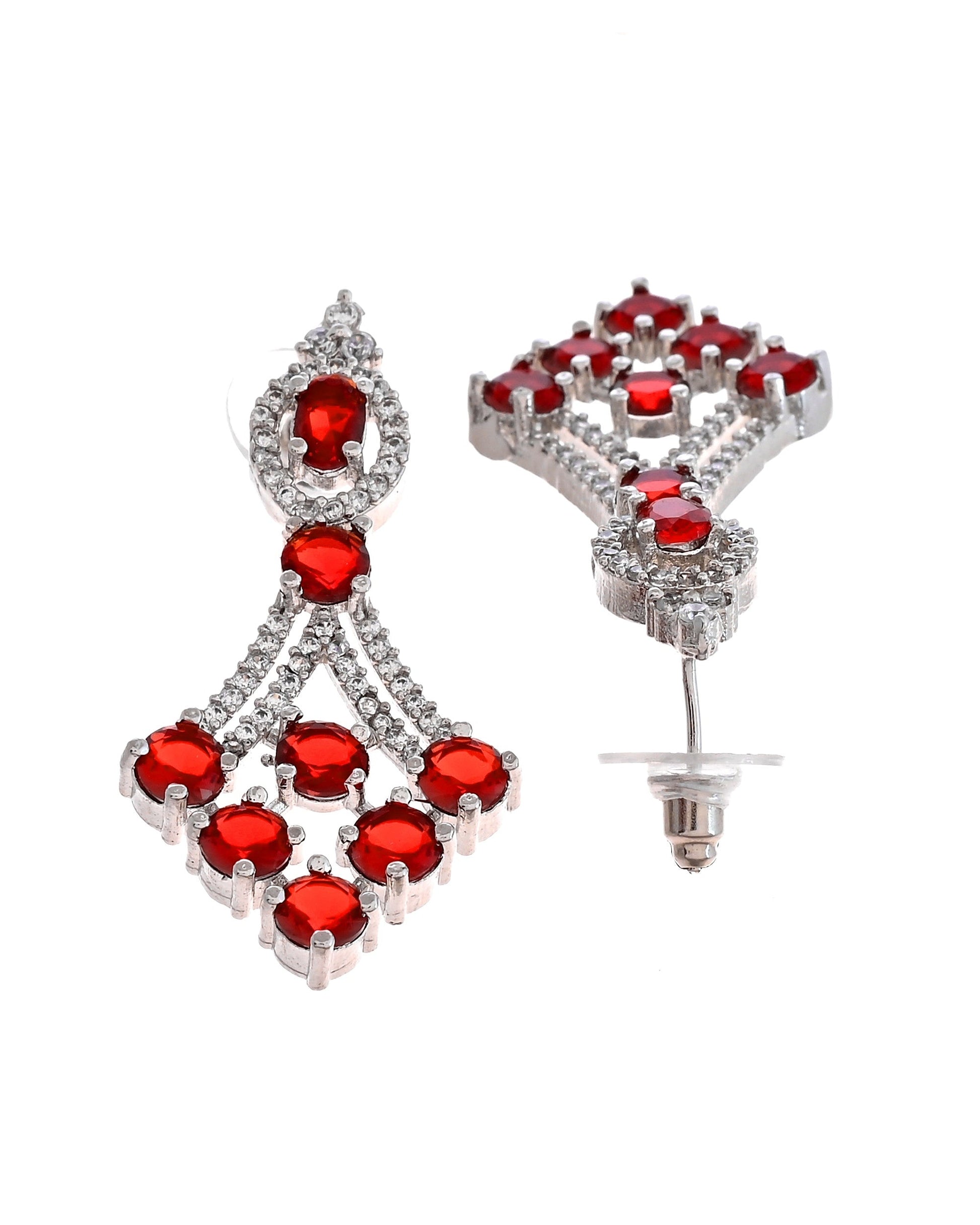 VOJ Silver Plated Ruby Red Ad Stone Studded Necklace Set  Grab2Buy VOJ Grab2Buy