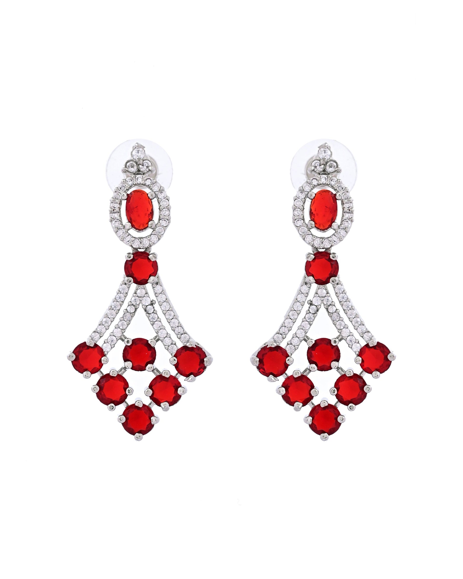 VOJ Silver Plated Ruby Red Ad Stone Studded Necklace Set  Grab2Buy VOJ Grab2Buy